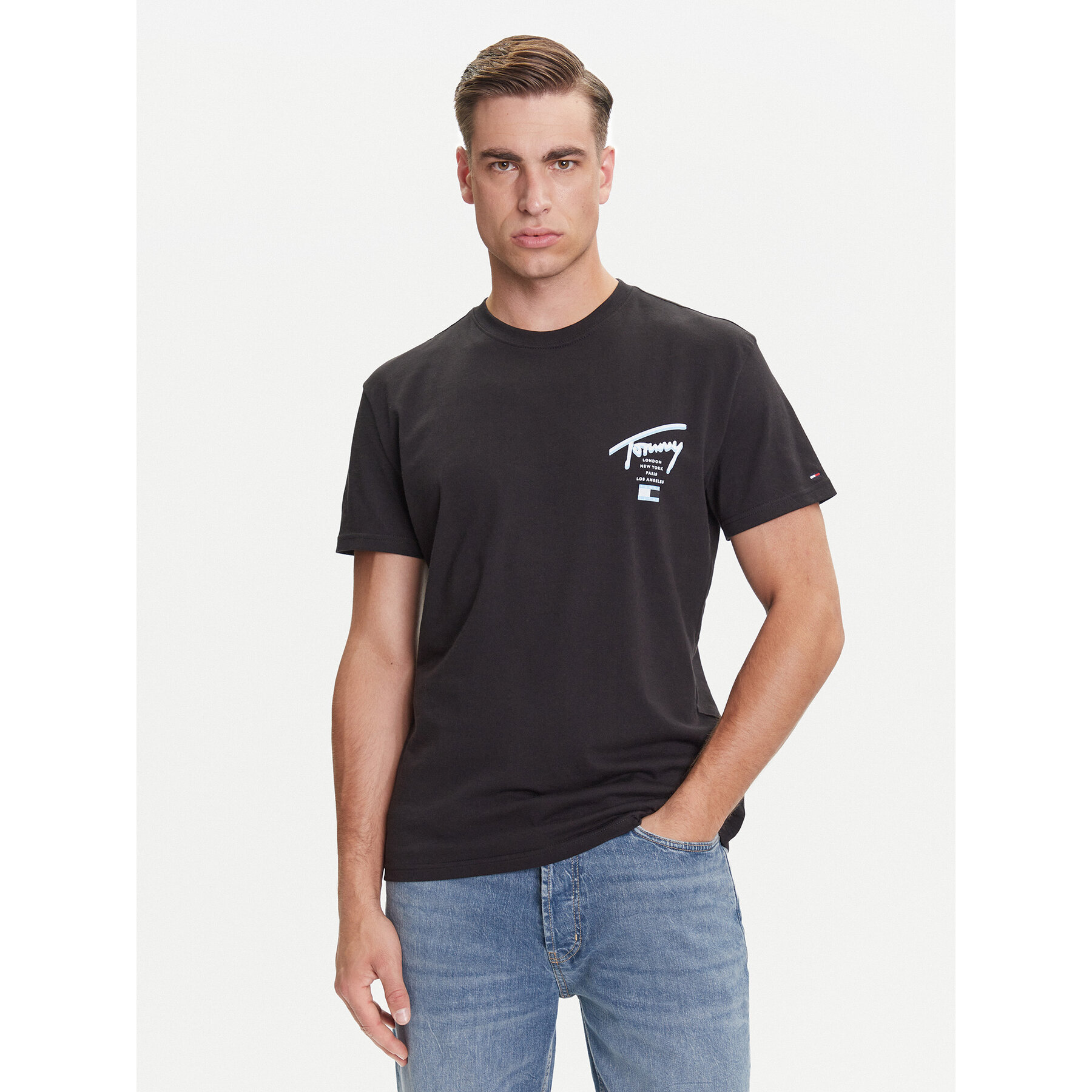 Tommy Jeans T-shirt Signature City DM0DM21934 Crna Regular Fit