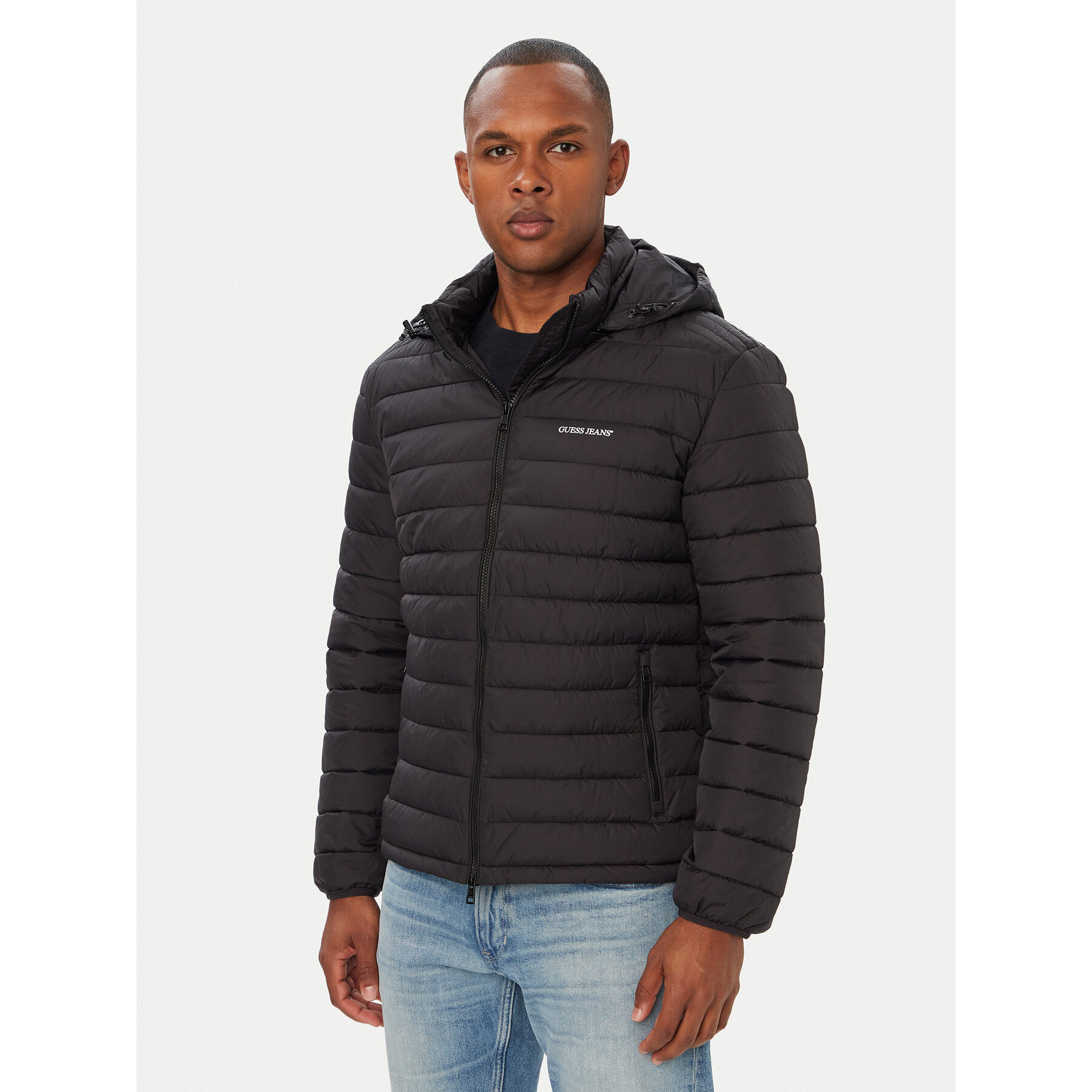 Guess Jeans Übergangsjacke M6YL06 W2646 Schwarz Regular Fit