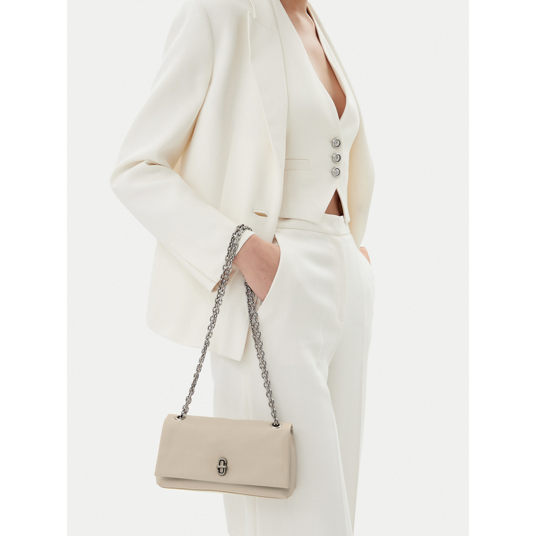 Geantă Marc Jacobs The Dual Mini Chain Bag 2R4SMN003S02 Écru