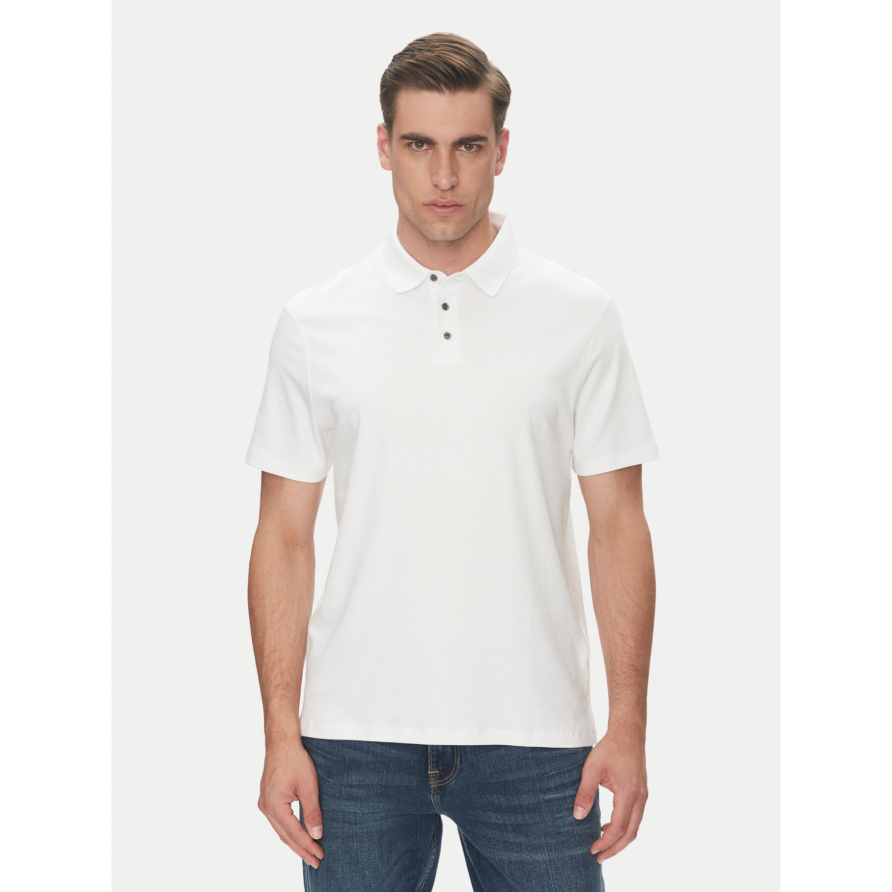Calvin Klein Polo majica Supima LV04LB276G Bela Regular Fit