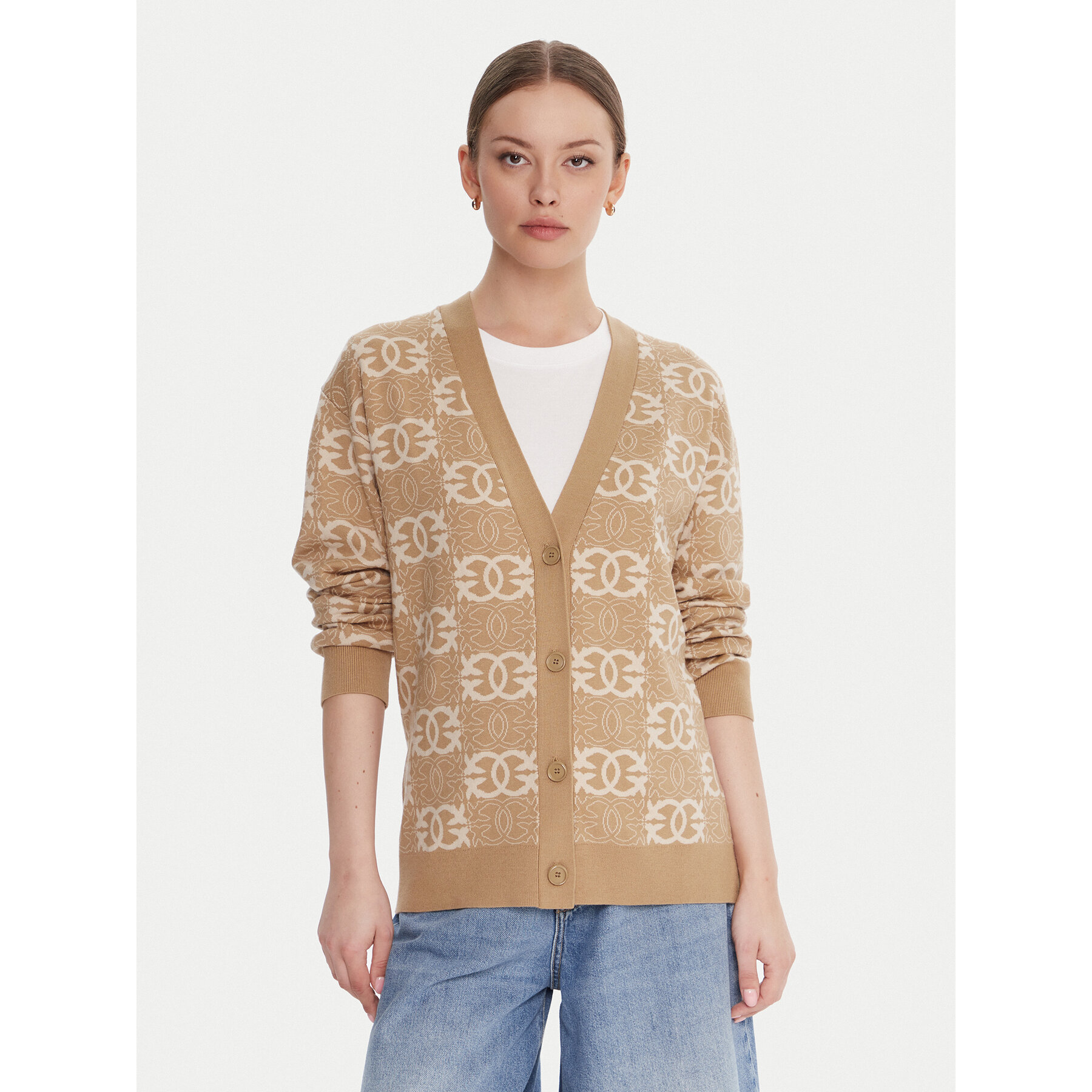PINKO Strickjacke Half Breed 106042 A2YD Beige Regular Fit