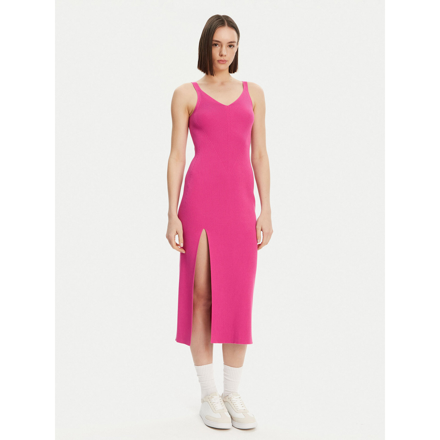Lacoste Strickkleid EF9270 Rosa Slim Fit