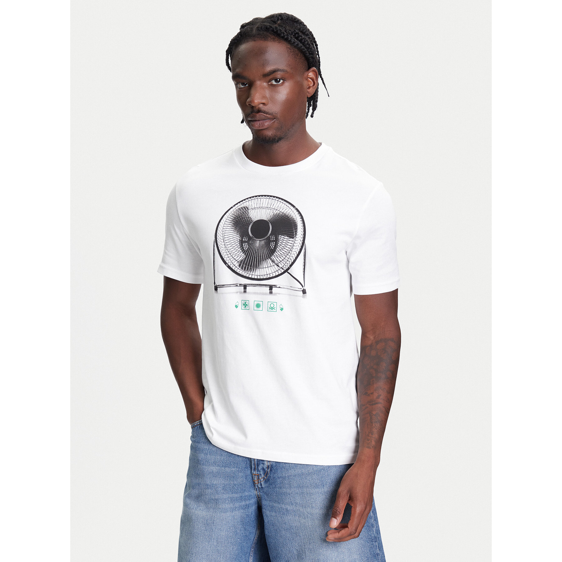 United Colors Of Benetton Póló 3BL0U10AG Fehér Relaxed Fit