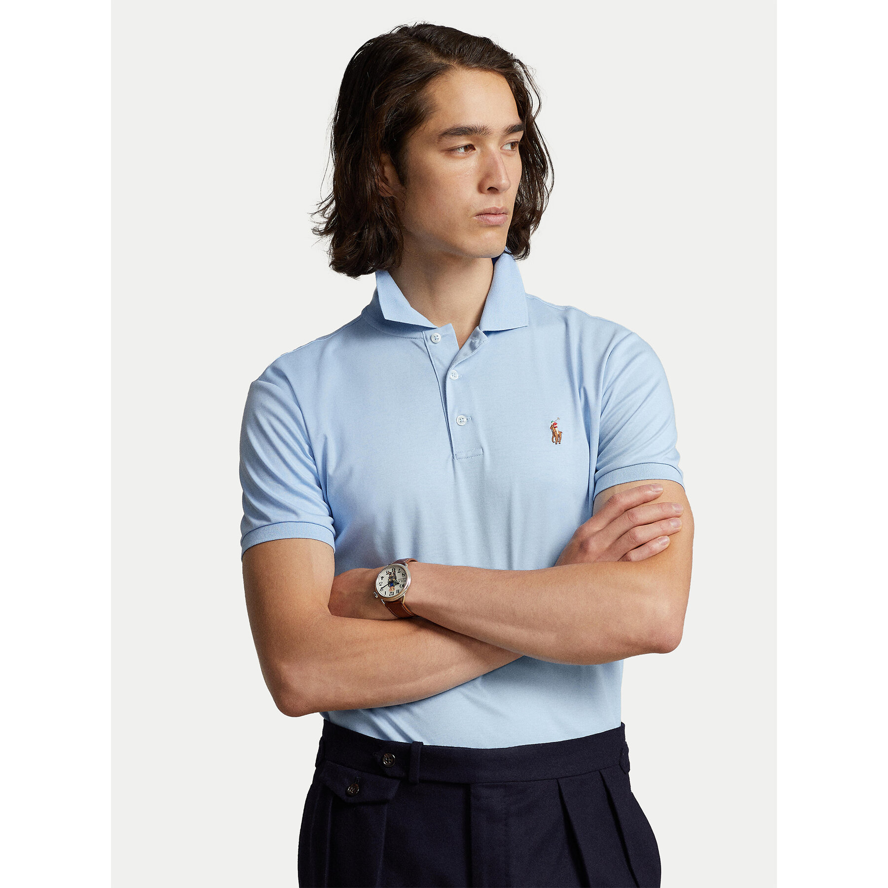 Polo Ralph Lauren Polo majica 710713130005 Modra Slim Fit