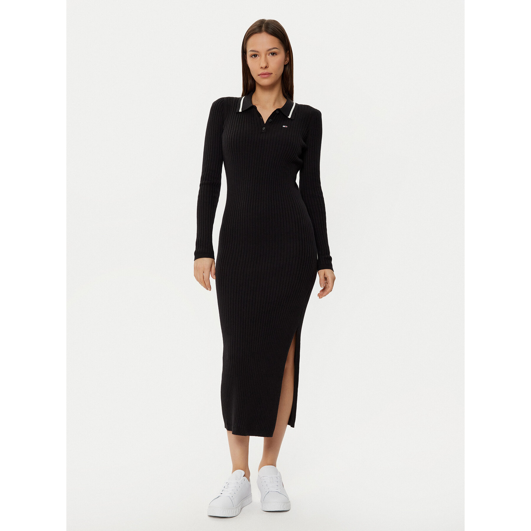Tommy Jeans Strickkleid DW0DW19476 Schwarz Slim Fit