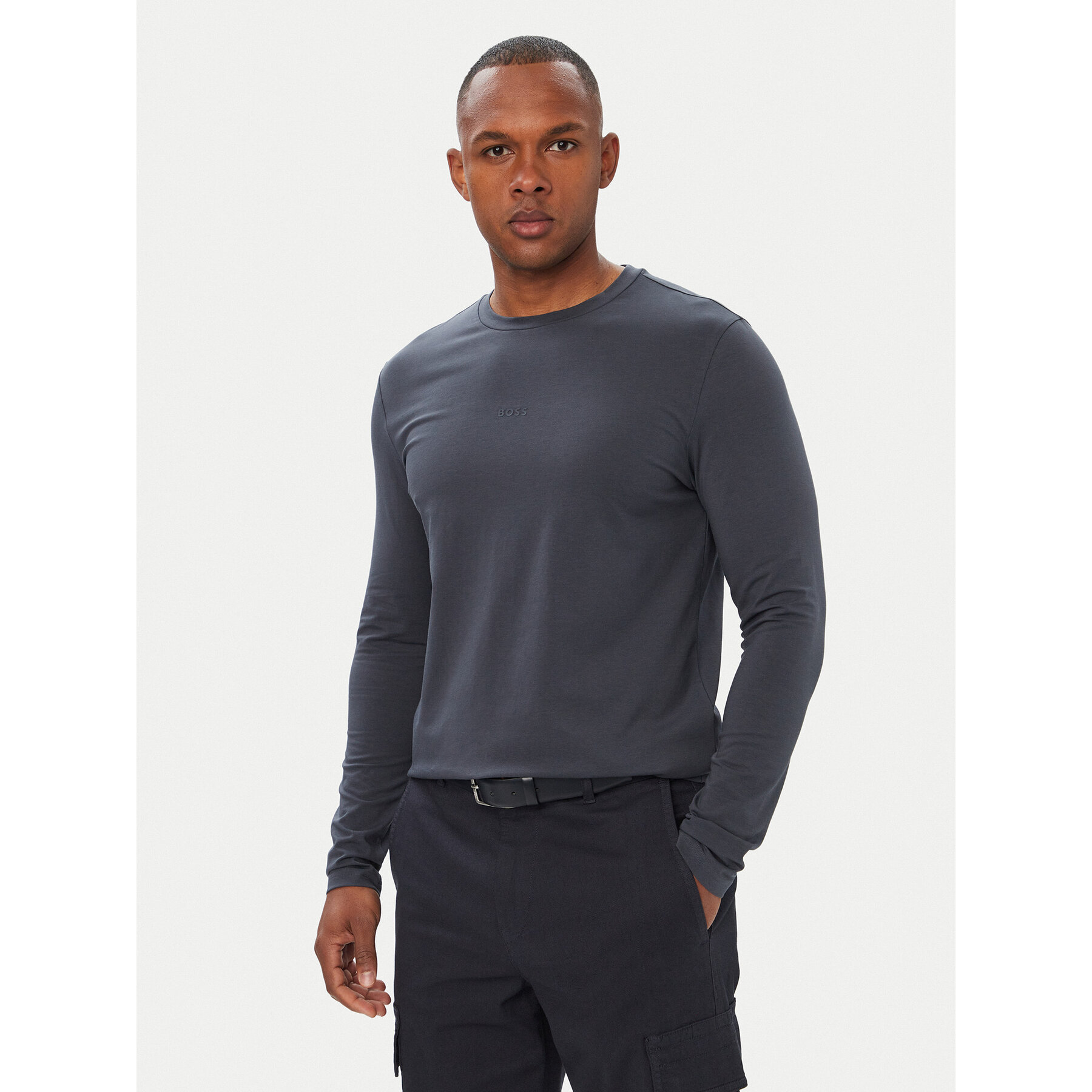 BOSS Longsleeve TChark 50473286 Dunkelblau Regular Fit