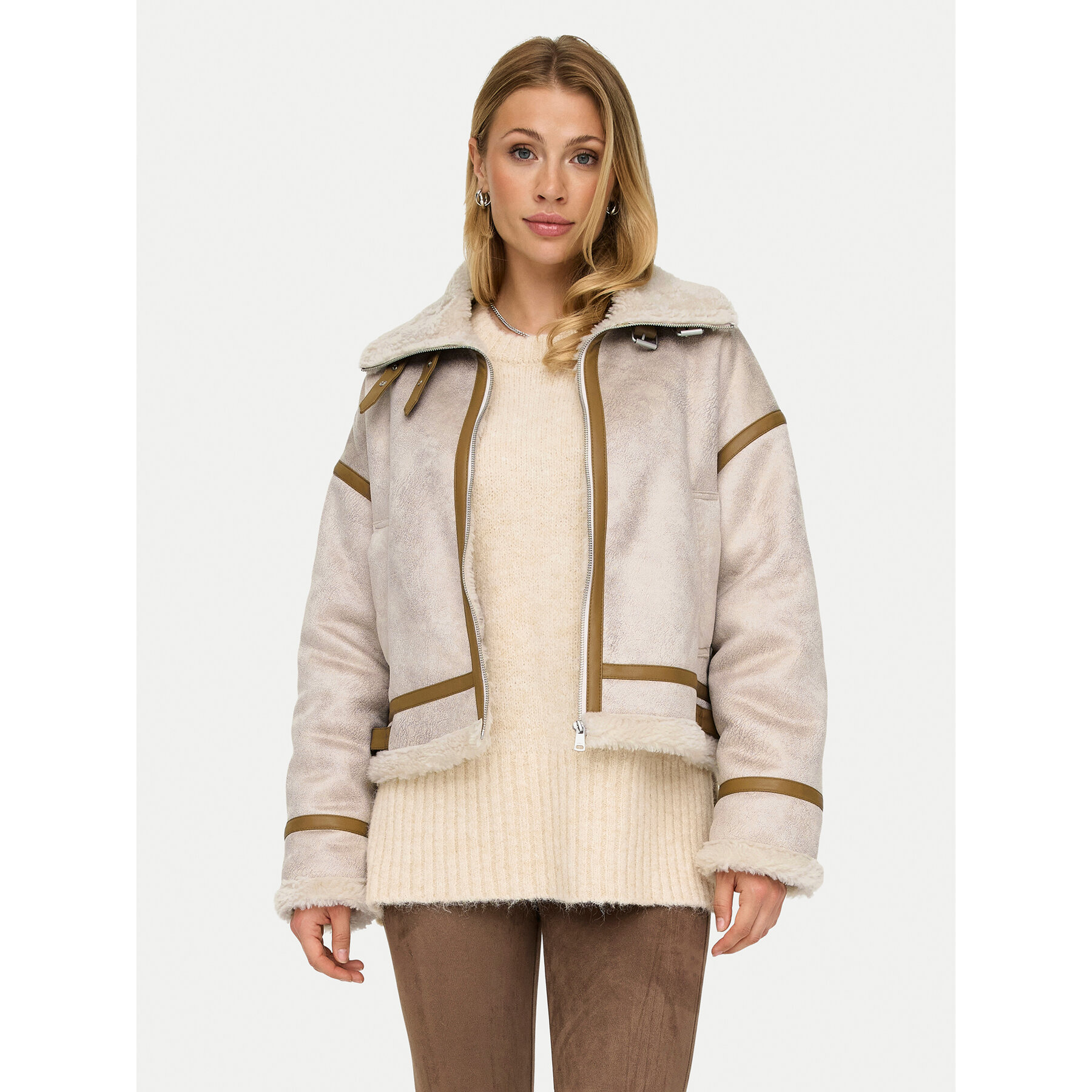 ONLY Fellmantel Ylva 15322042 Beige Regular Fit