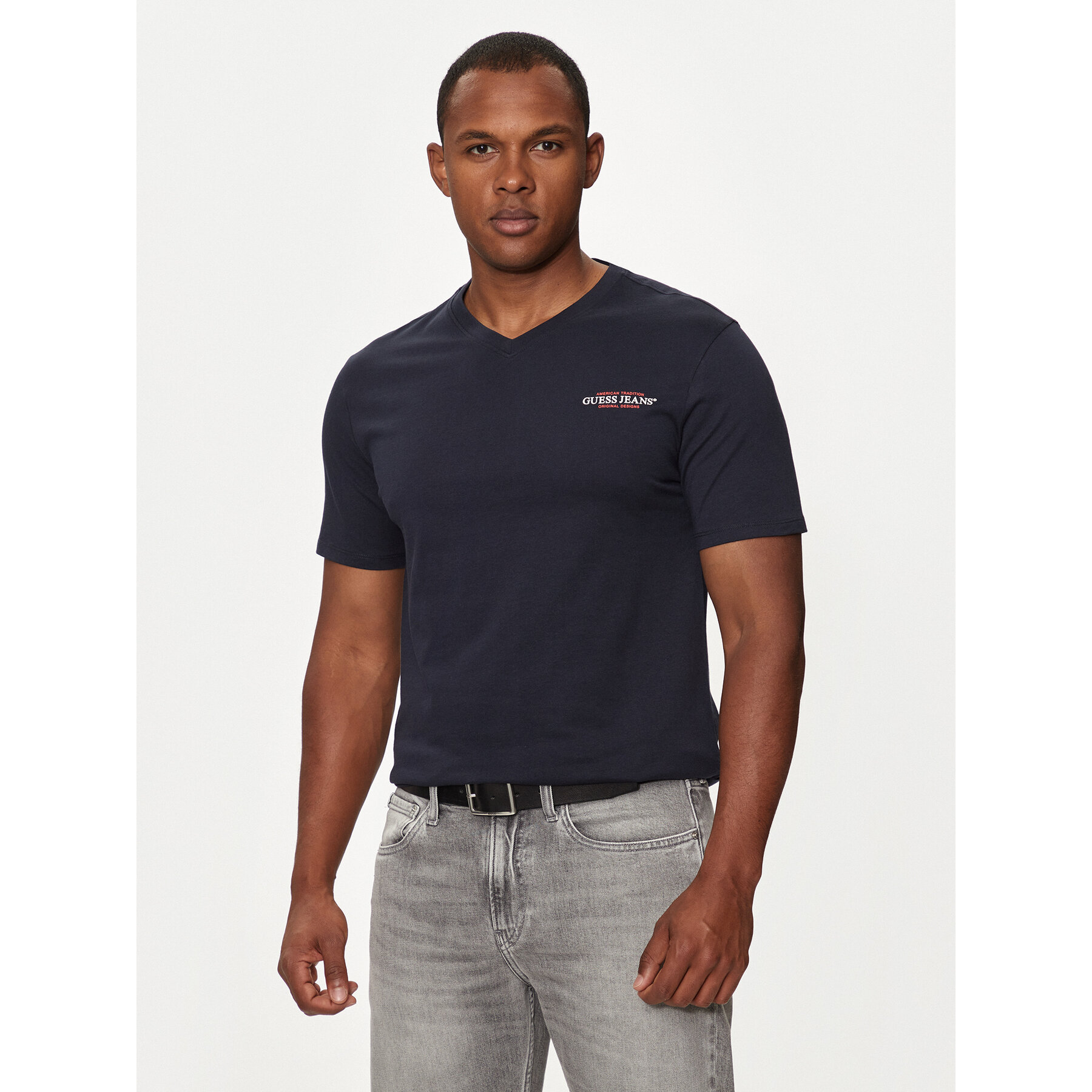 Guess Jeans Póló M4YI50 K8HM0 Sötétkék Slim Fit