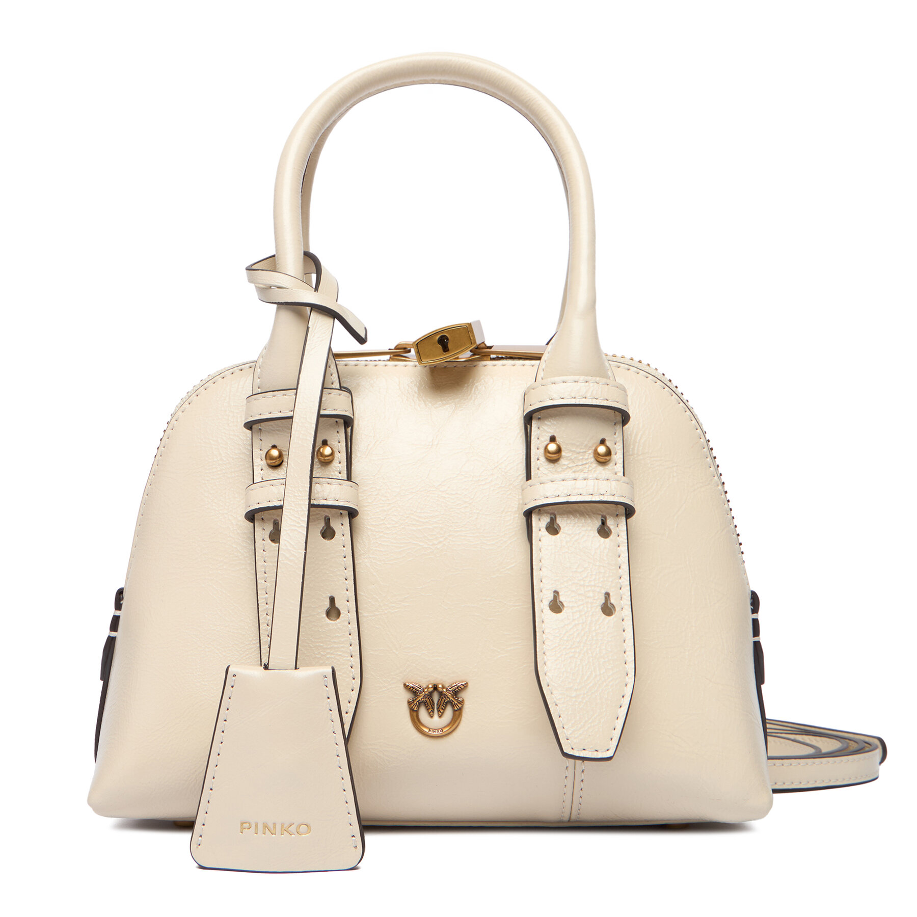 Geantă PINKO Bowling Bag Zip Mini AI 25-26 PLTT 105333 A0QO Écru