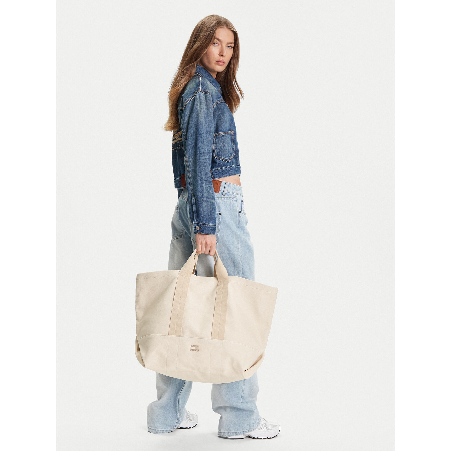 Geantă Tommy Jeans Tjw Tote Edition Canvas AW0AW17542 Bej