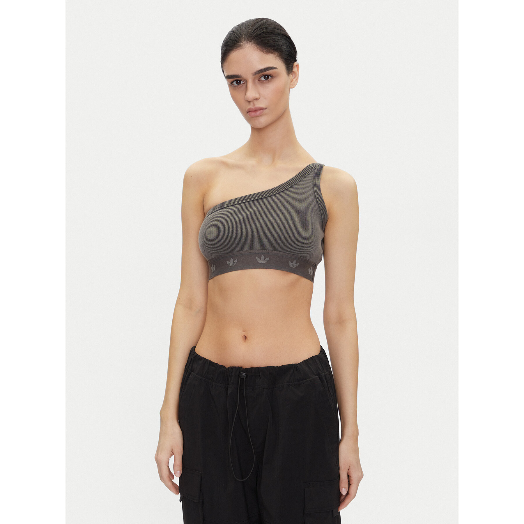 adidas Τοπ Ribbed JC7558 Γκρι Slim Fit