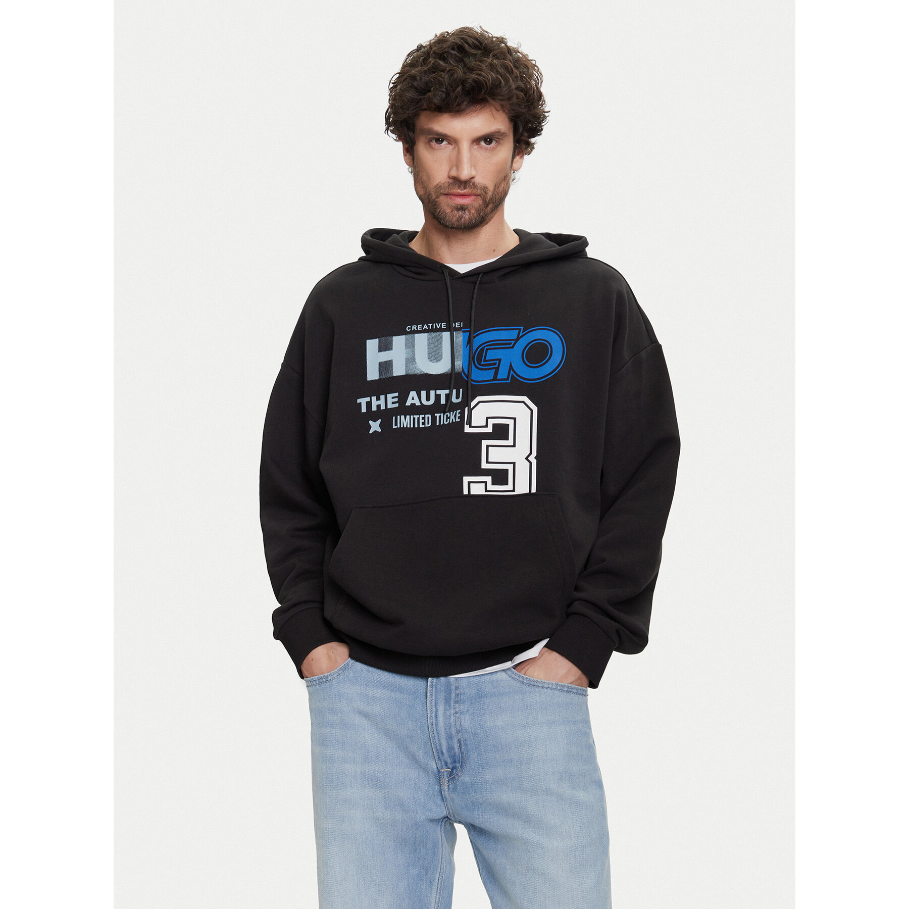 HUGO Sweatshirt Nesidi 50544196 Schwarz Loose Fit