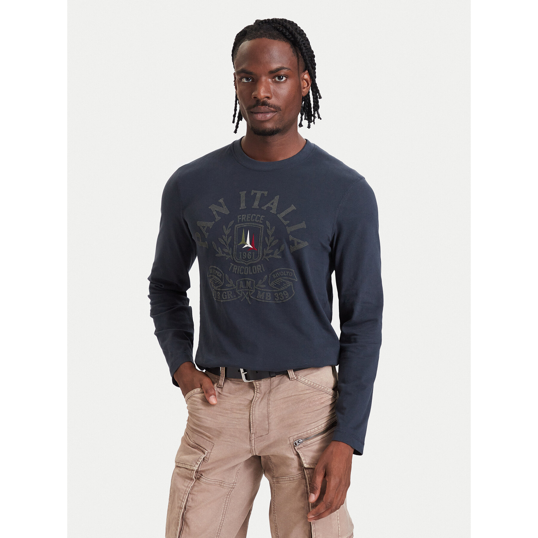Aeronautica Militare Longsleeve 262TS2577UJ00749 Dunkelblau Regular Fit