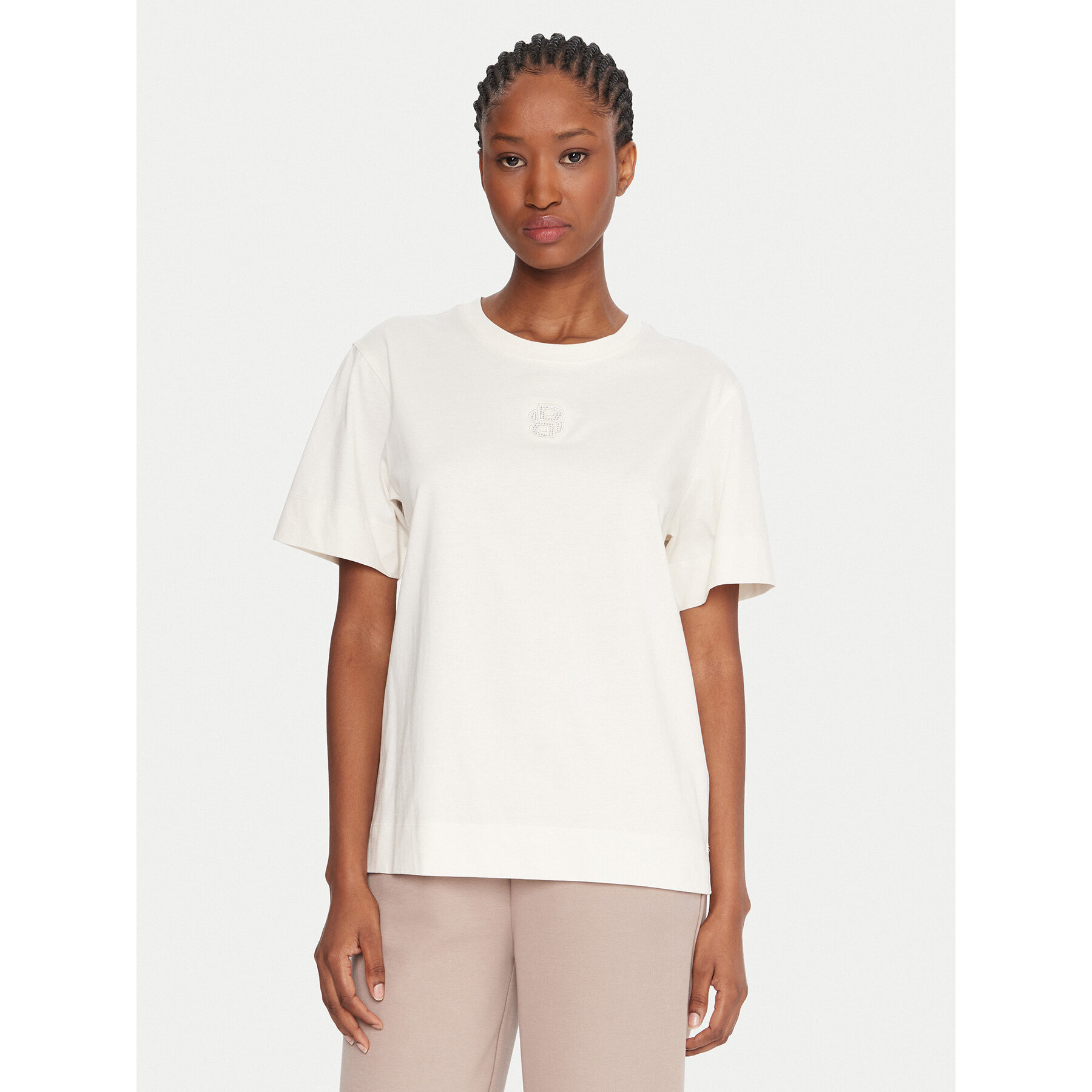 BOSS T-shirt Elpha 50551443 Krem Regular Fit