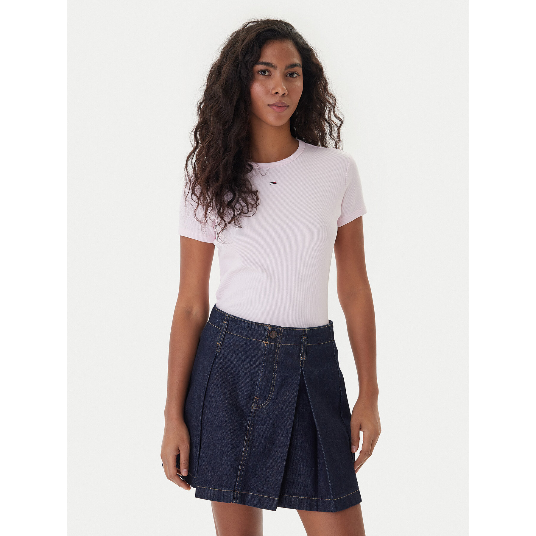 Tommy Jeans T-Shirt Essential DW0DW17383 Rosa Slim Fit
