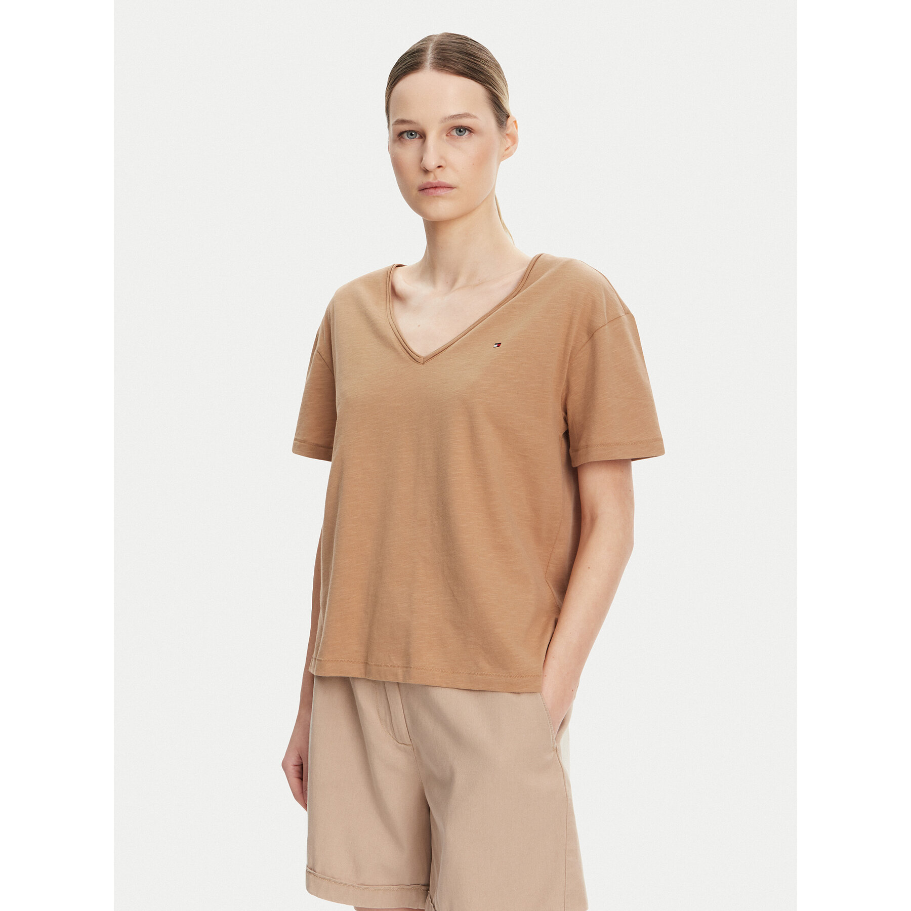 Tommy Hilfiger T-Shirt WW0WW43901 Μπεζ Relaxed Fit