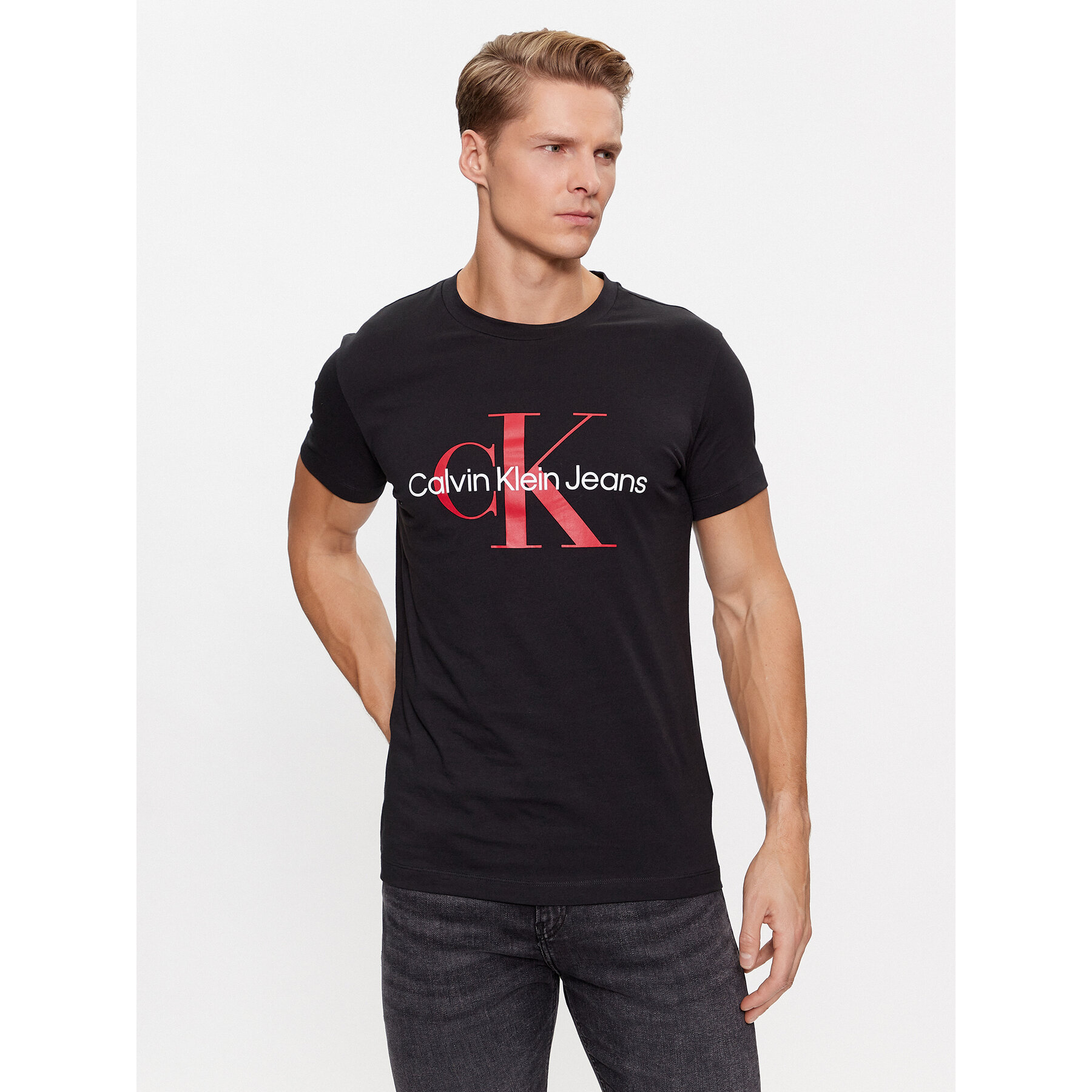 Calvin Klein Jeans Póló J30J320935 Fekete Slim Fit