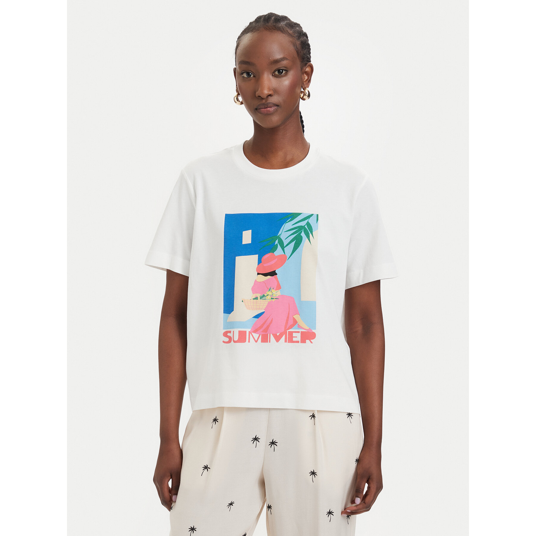 Vero Moda T-shirt Salli Mette 10344804 Bijela Regular Fit