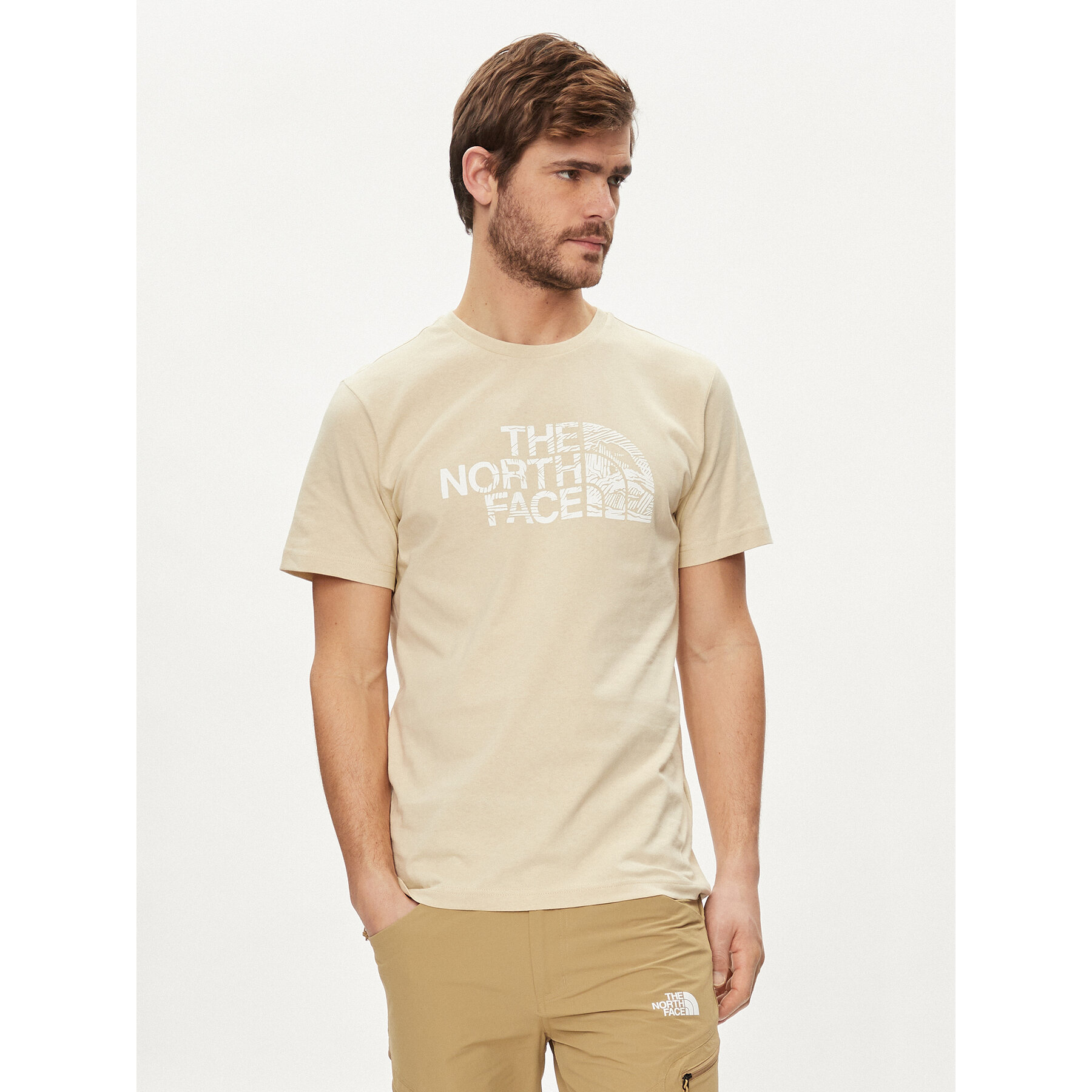 The North Face T-Shirt Woodcut Dome NF0A87NX Μπεζ Regular Fit