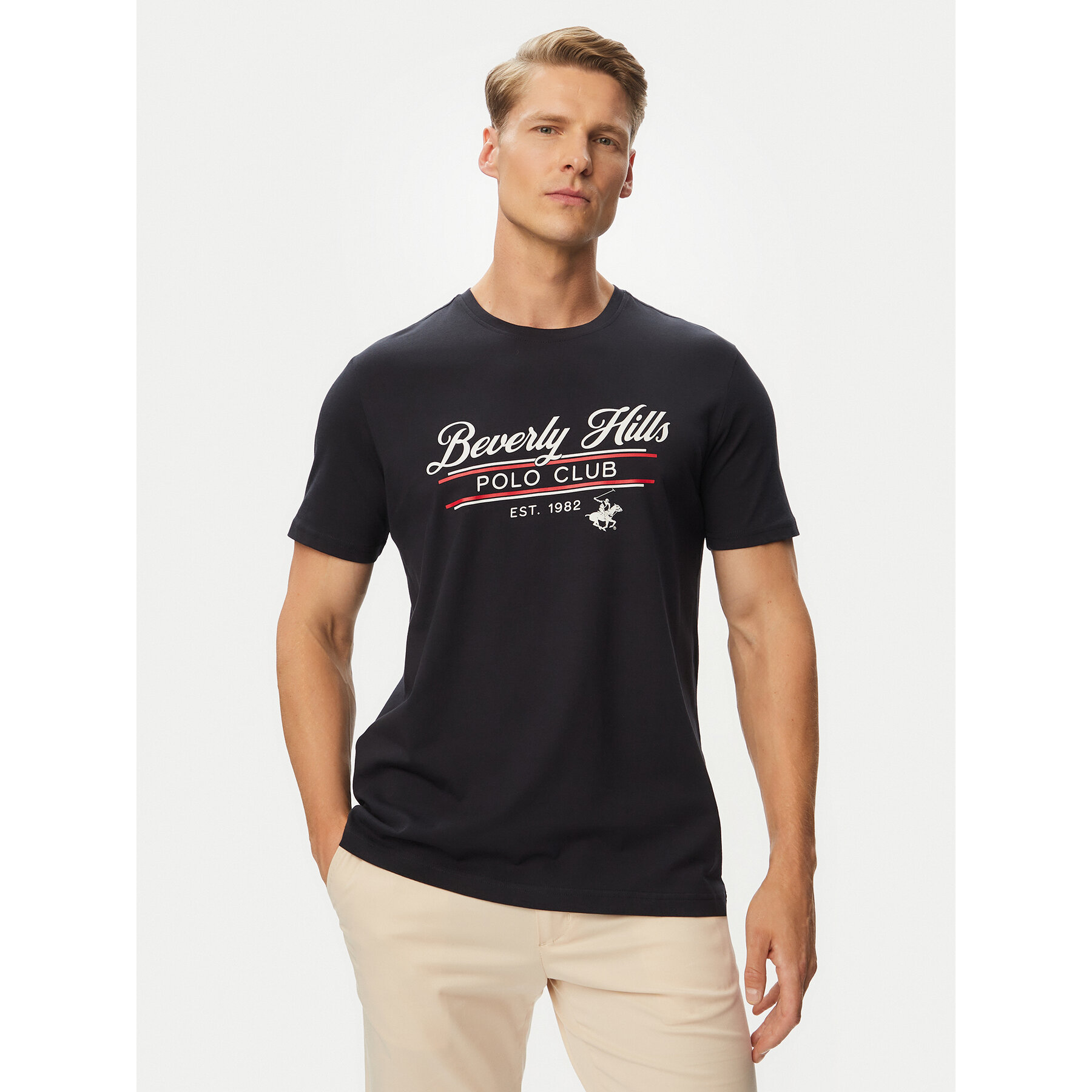Beverly Hills Polo Club T-shirt P-SS26M-TS1302 Tamnoplava Regular Fit