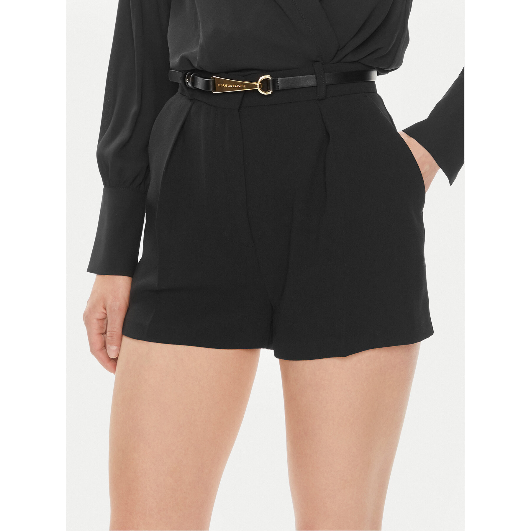 Elisabetta Franchi Stoffshorts SH-005-42E2-V350 Schwarz Regular Fit