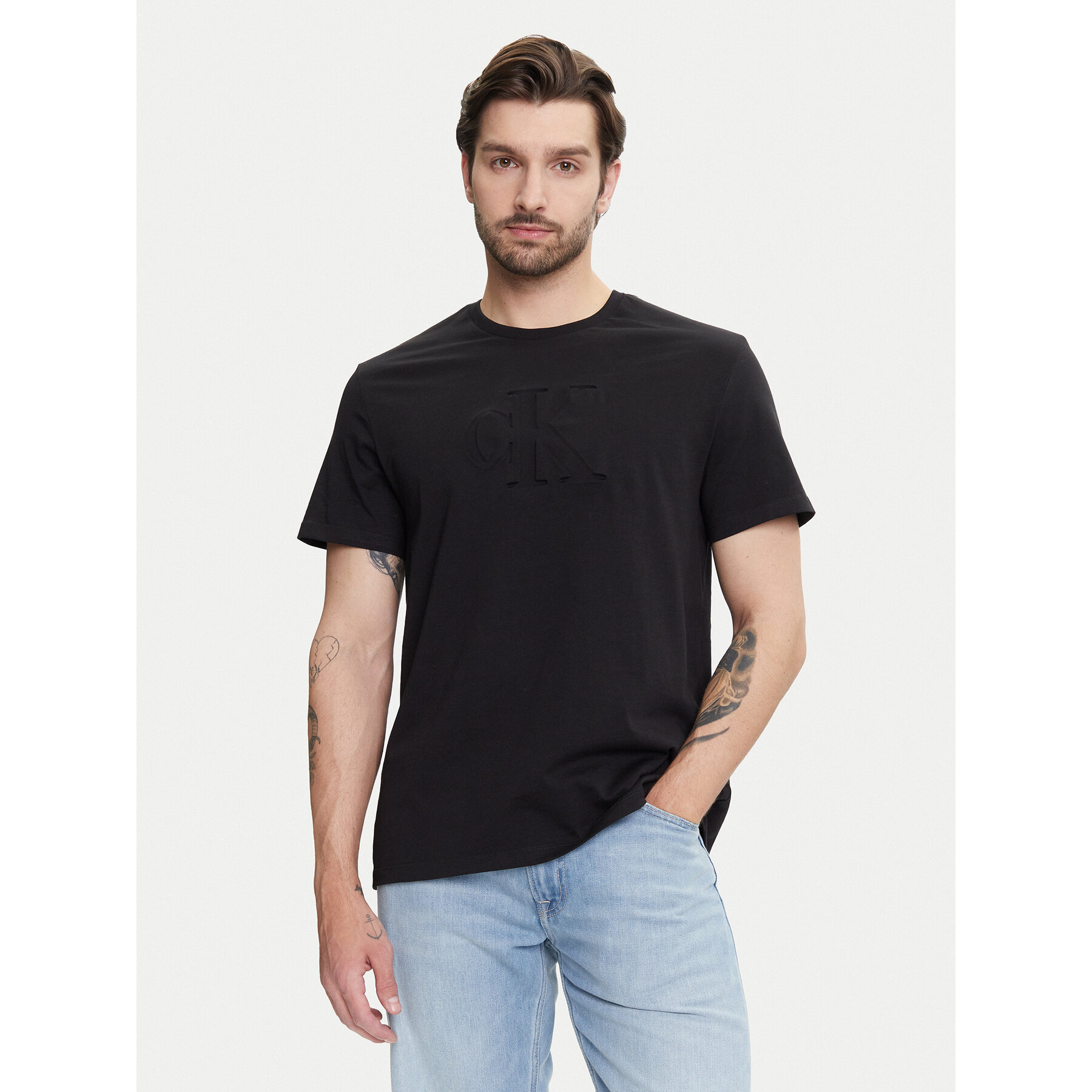 Calvin Klein Jeans Póló Deboss Mono Graphic LV04RC824G Fekete Regular Fit