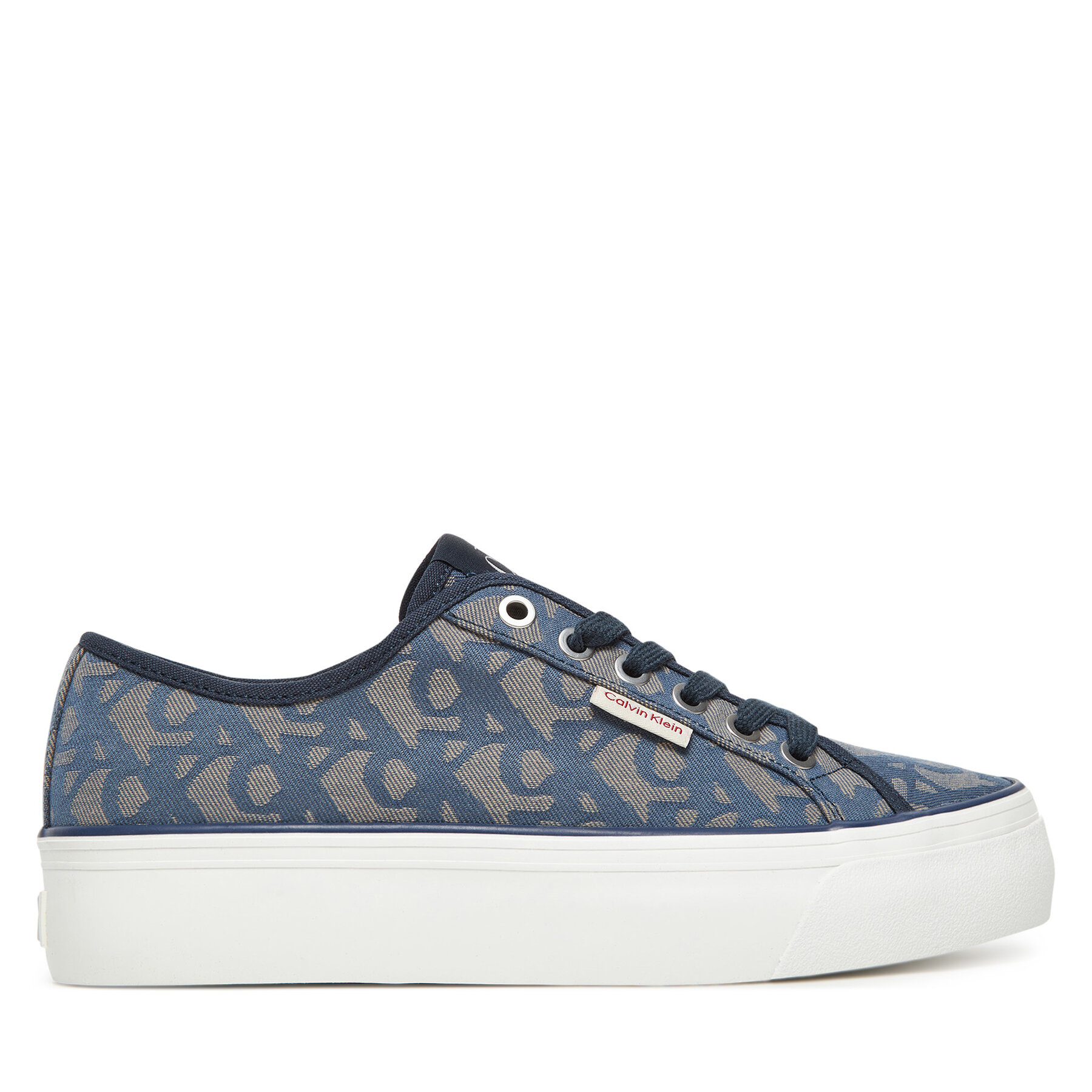 Sneakersy Calvin Klein Jeans Vulc Flatf Jacquard YW0YW01965 Tmavomodrá