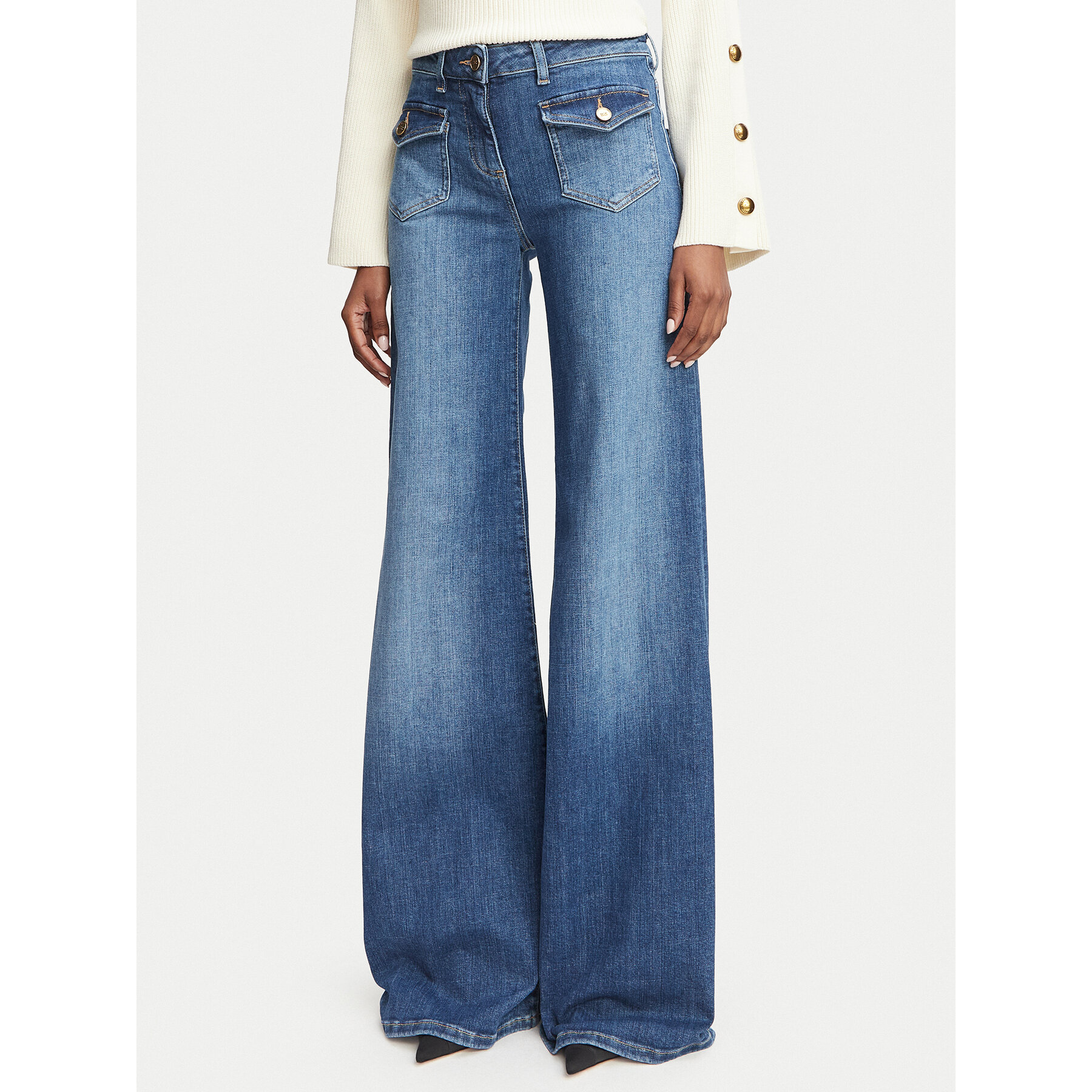 Elisabetta Franchi Jeans PJ-18N-66E2-V420 Blau Wide Leg