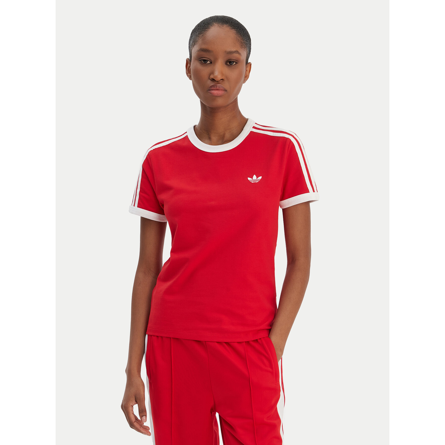 adidas Póló 3-Stripes KD3676 Piros Slim Fit