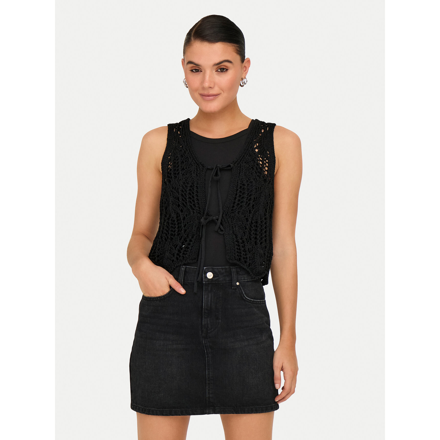 ONLY ONLY Τοπ Lizzy 15343882 Μαύρο Regular Fit