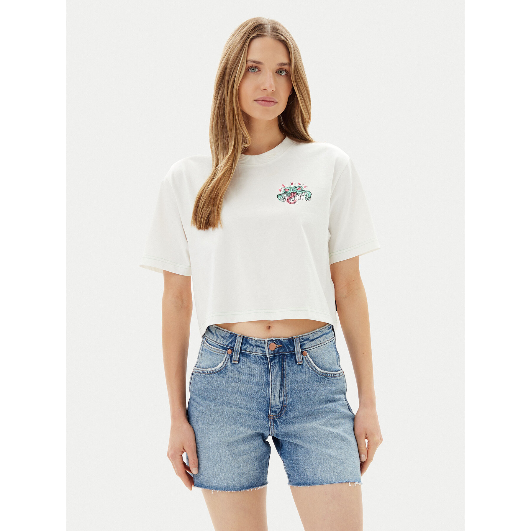 Volcom Majica Alix 1 B3512505 Bela Boxy Fit