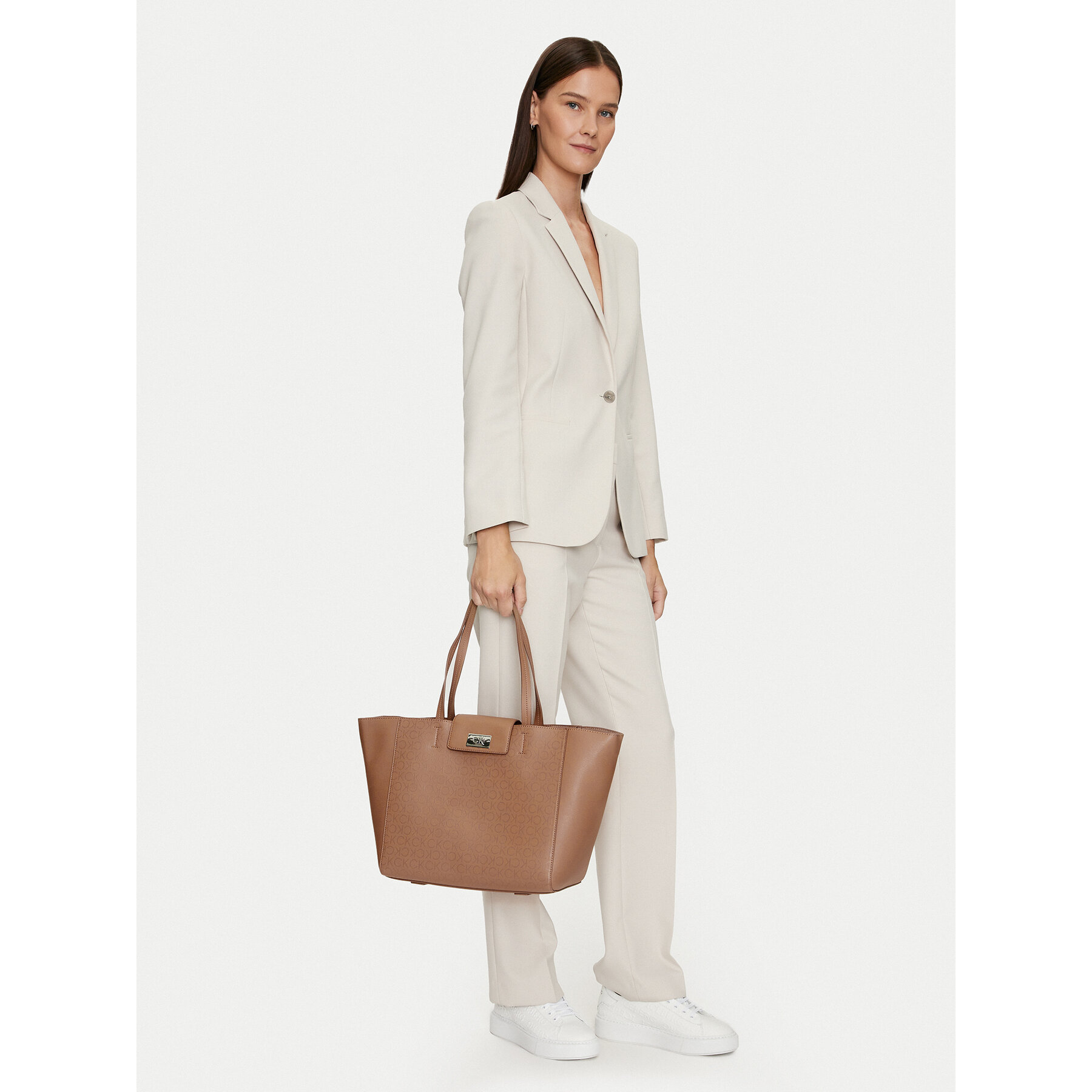 Táska Calvin Klein Ck Push Medium Shopper K60K612147 Barna