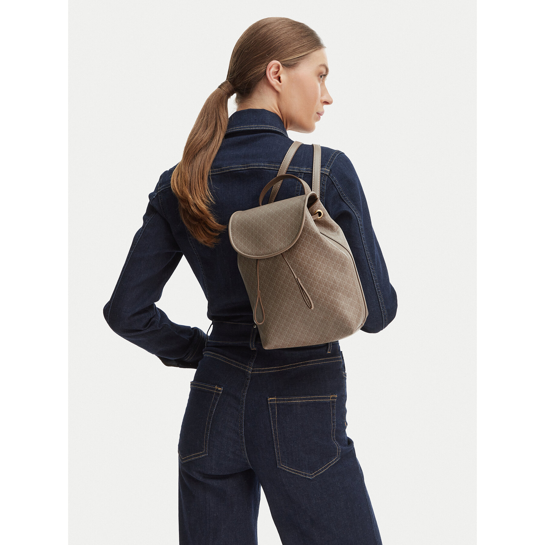 Σακίδιο Calvin Klein Emblem Aop Mini Backpack LV04F3507G Μπεζ