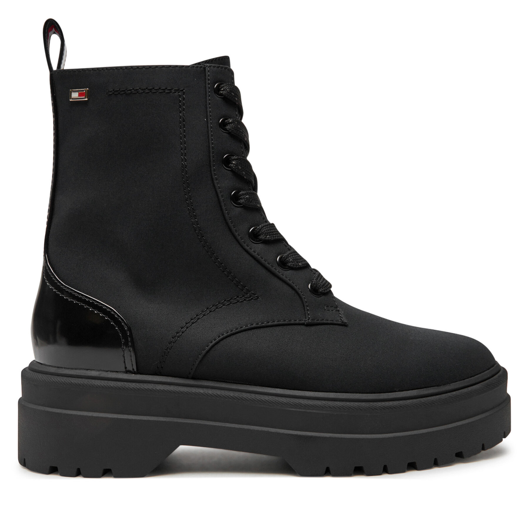 Damskie Trapery Tommy Hilfiger, Rozmiar 41 Czarny Flag Ventile Lace Up Boot FW0FW08287