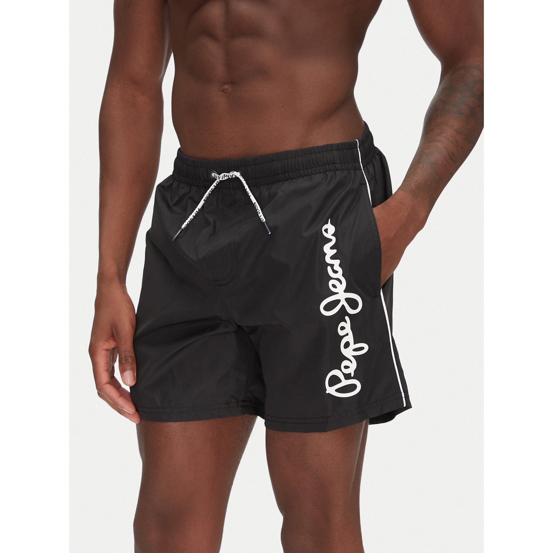 Pepe Jeans Badeshorts Logo PMB10419 Schwarz Regular Fit