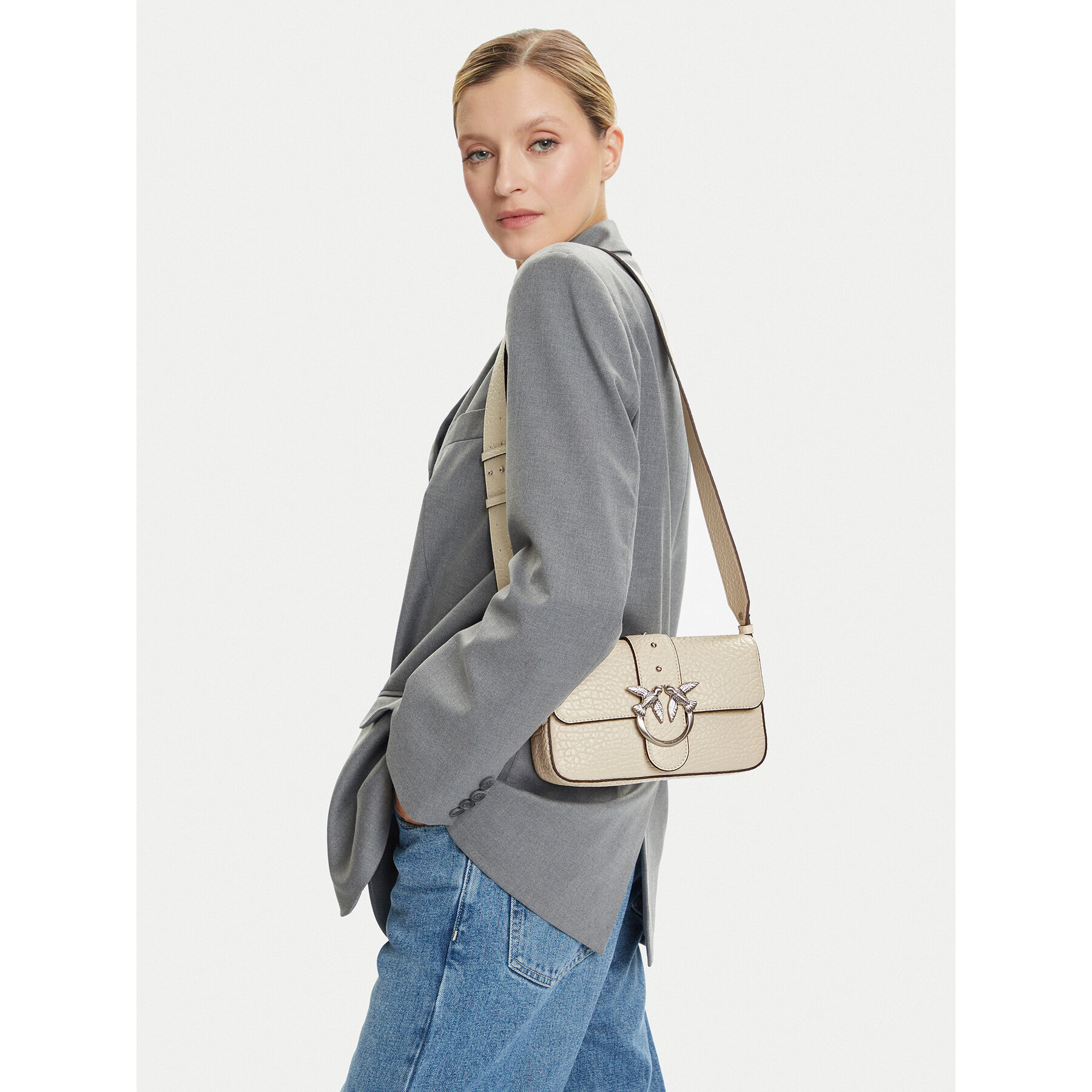 Torbica PINKO Love One Mini Slouchy Fl Al 25-26 PLTT 104340 A2JU Écru