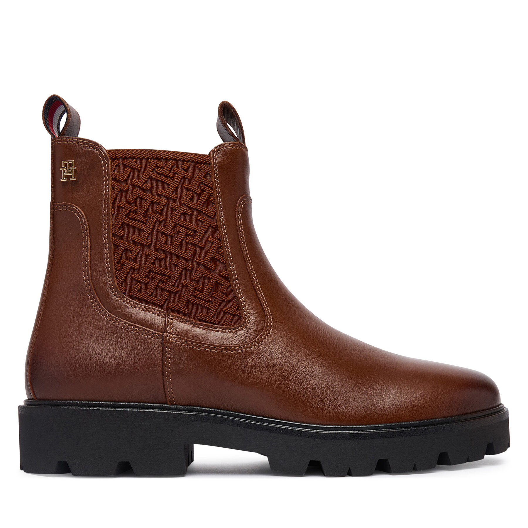 Боти тип челси Tommy Hilfiger Th Monogram Leather Chelsea Boot FW0FW09562 Кафяв