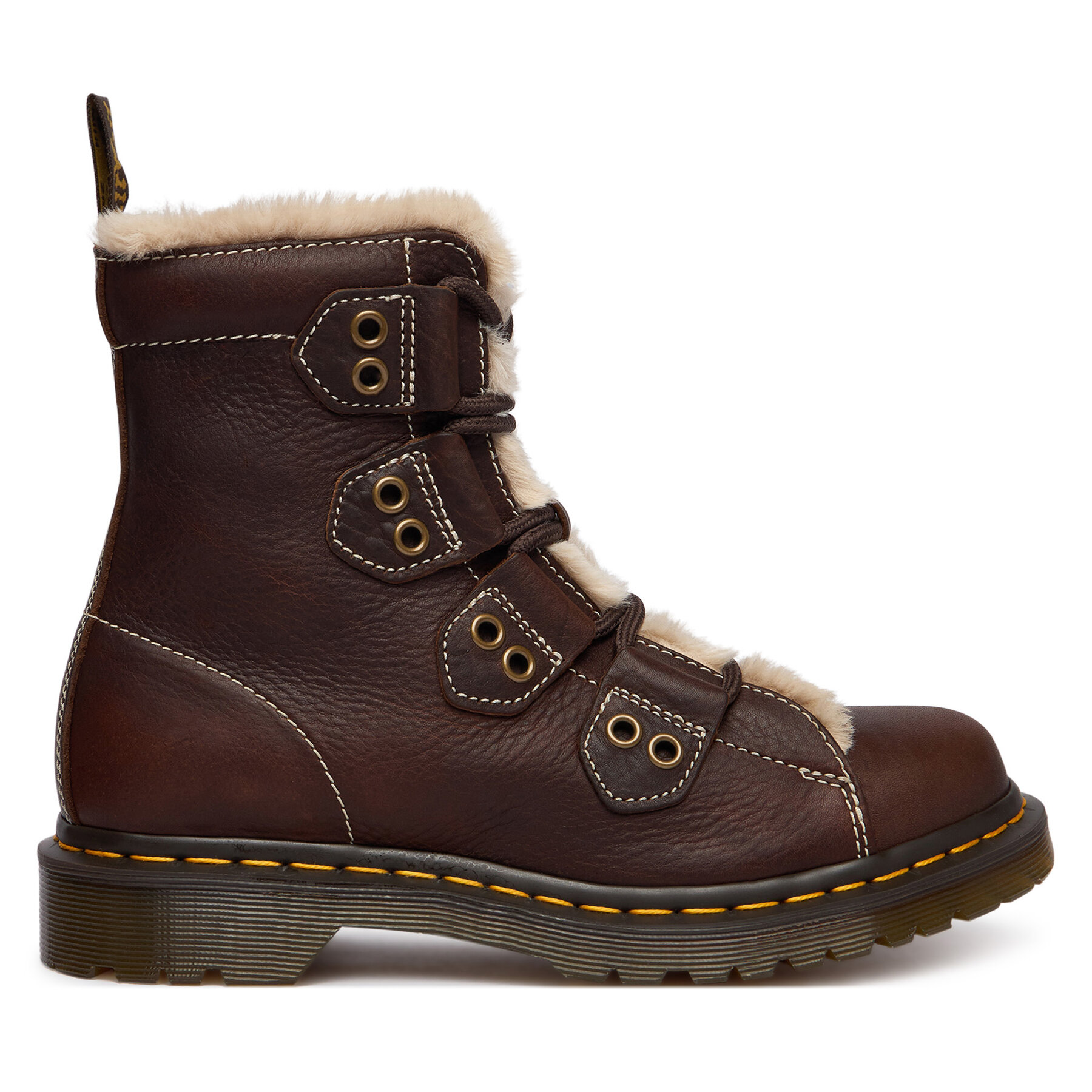 Gležnjače Dr. Martens 1460 Lace To Toe Fur Lined DM41417200 Smeđa