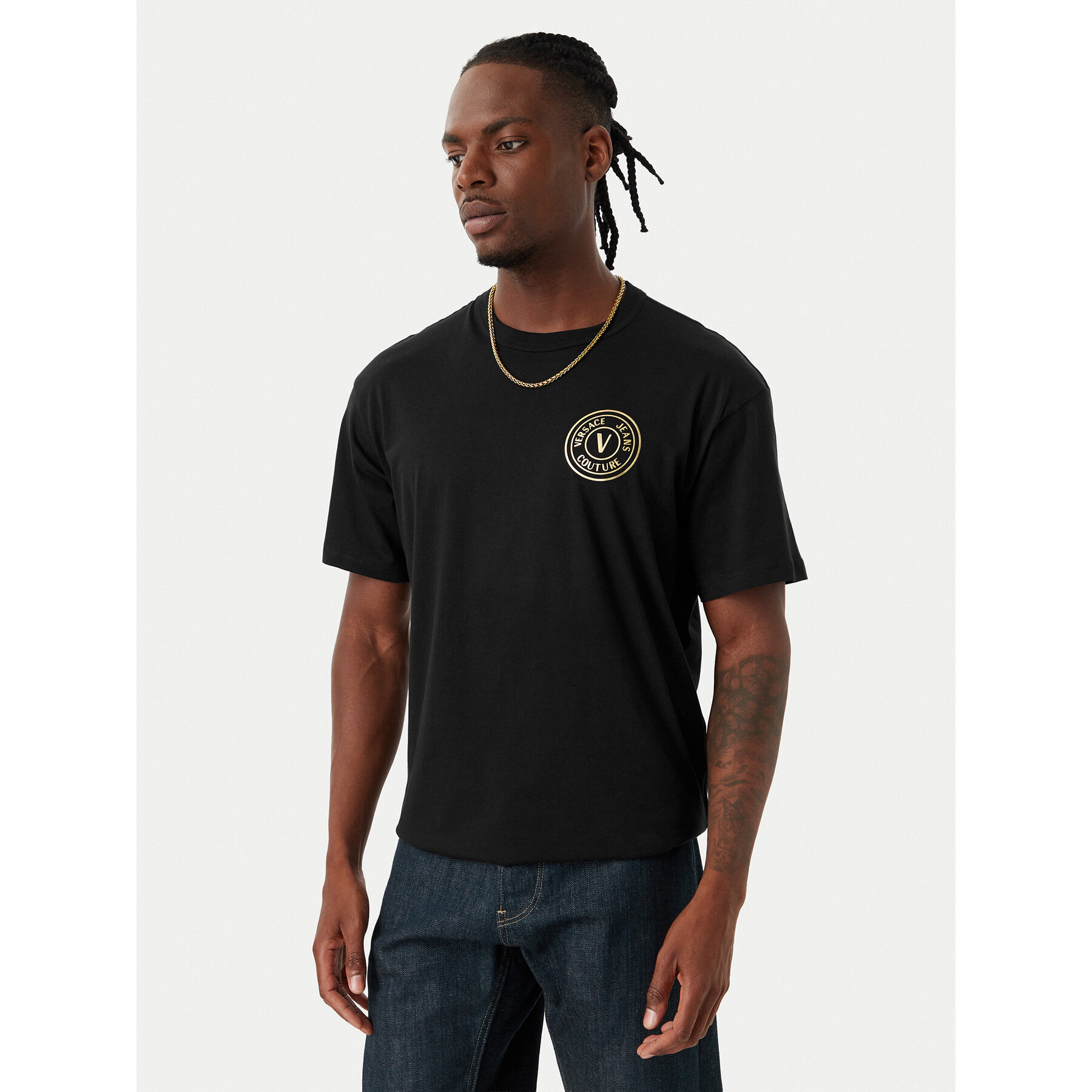 Versace Jeans Couture T-Shirt 80GAHT04 CJ00T Schwarz Regular Fit
