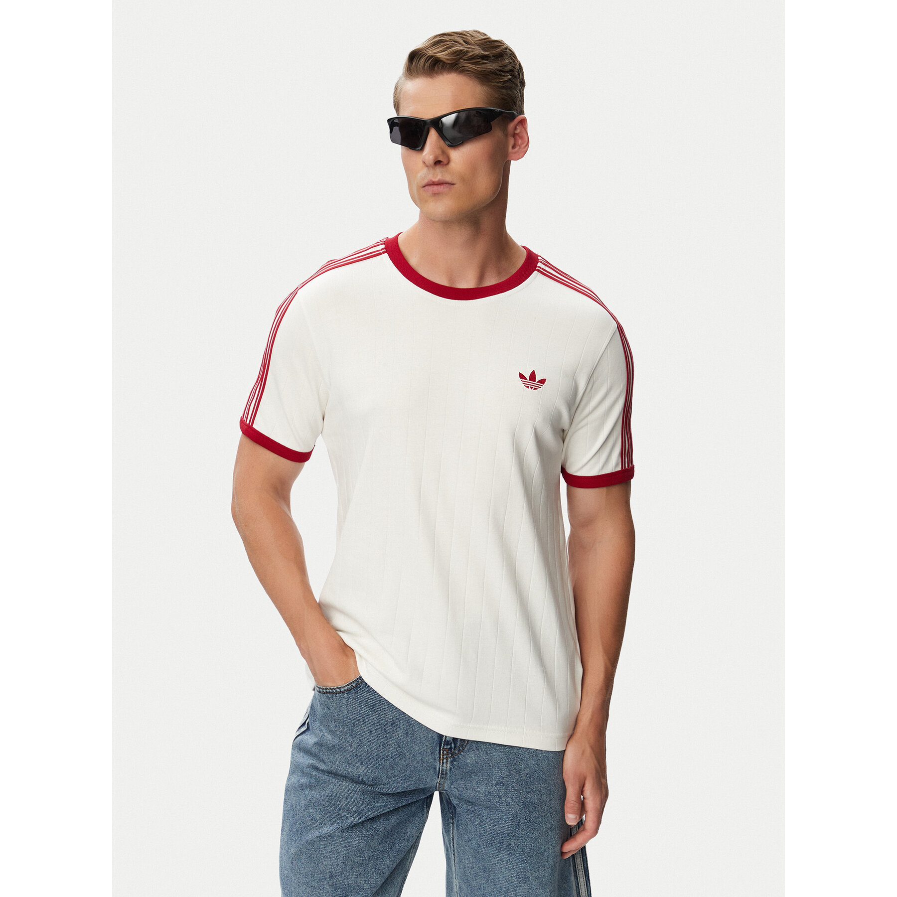 adidas T-shirt Drop Needle 3 Stripes Tee KS7449 Bijela Regular Fit