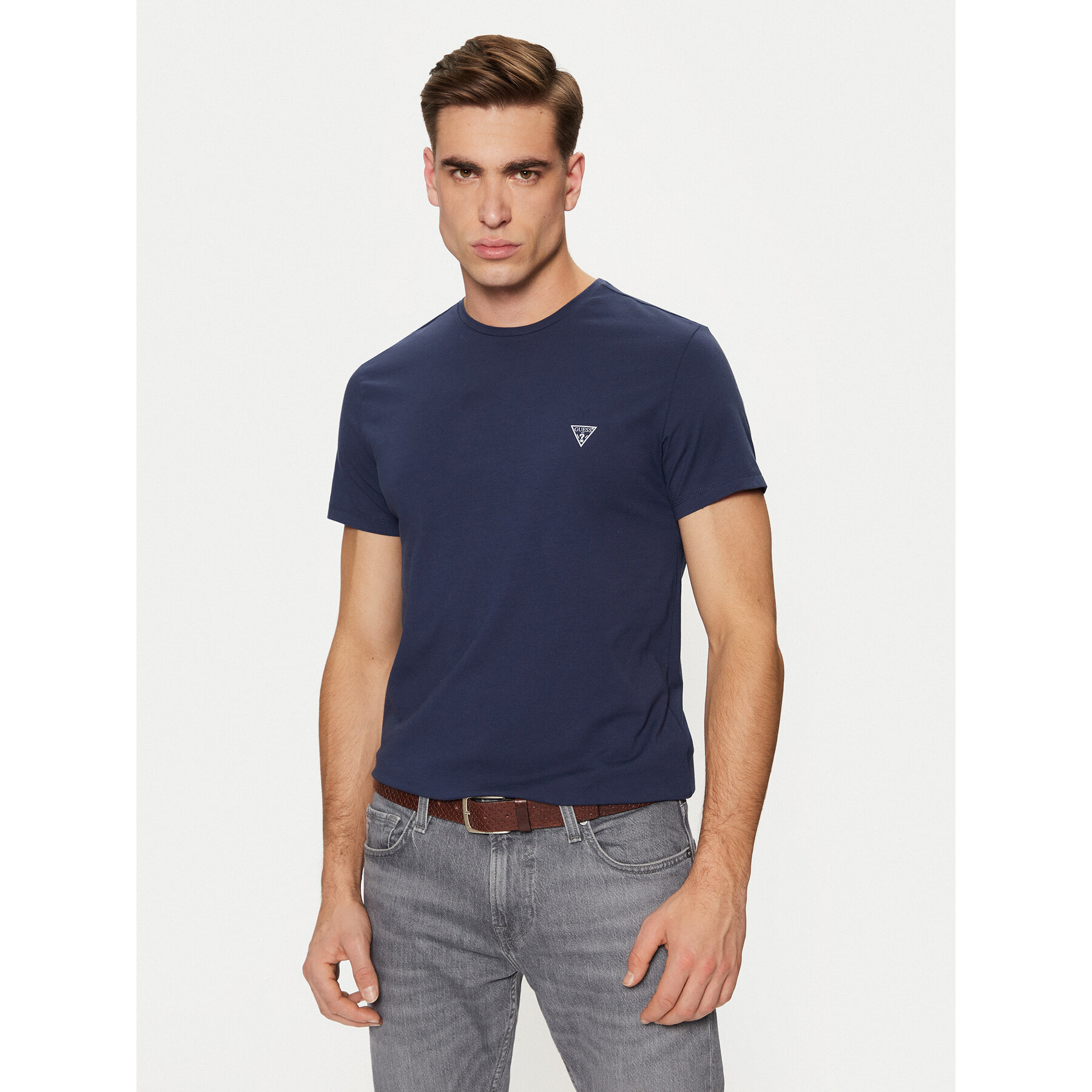 Guess T-Shirt Caleb U97M00 KCD31 Σκούρο μπλε Slim Fit