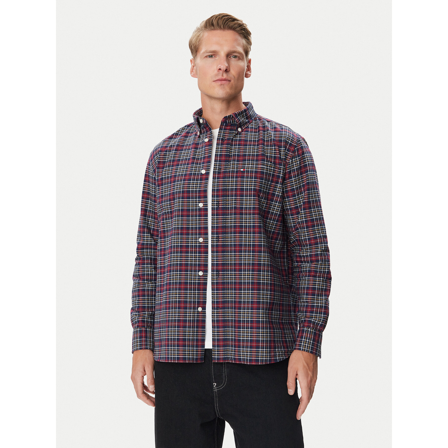 Tommy Hilfiger Hemd Oxford Tartan MW0MW44620 Dunkelblau Regular Fit