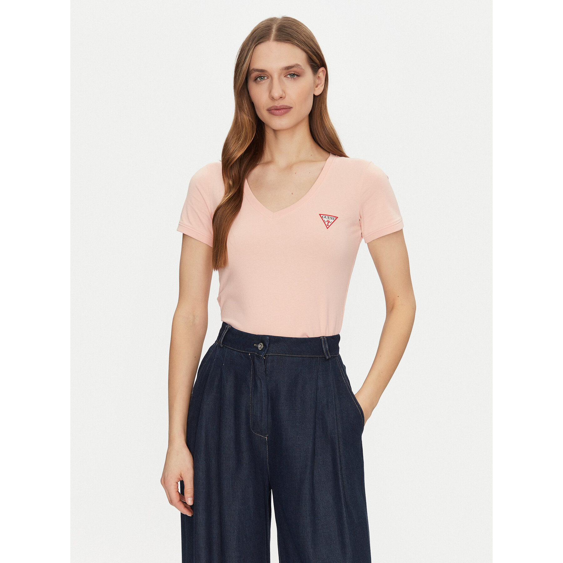 Guess T-Shirt W2YI45 J1314 Πορτοκαλί Slim Fit