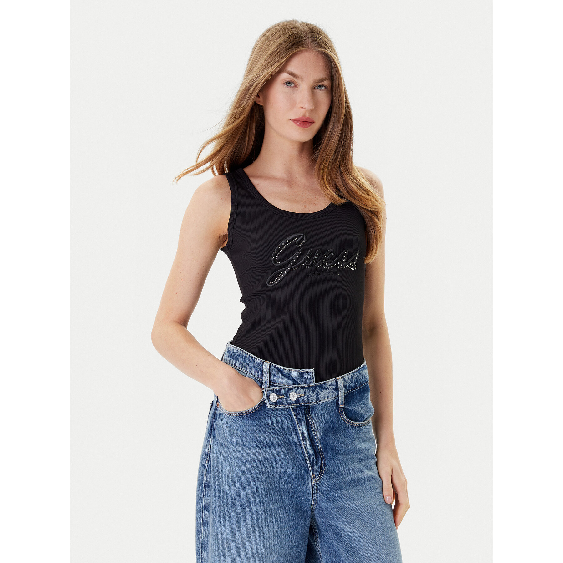 Guess Felső W5YP00 KCXJ2 Fekete Regular Fit