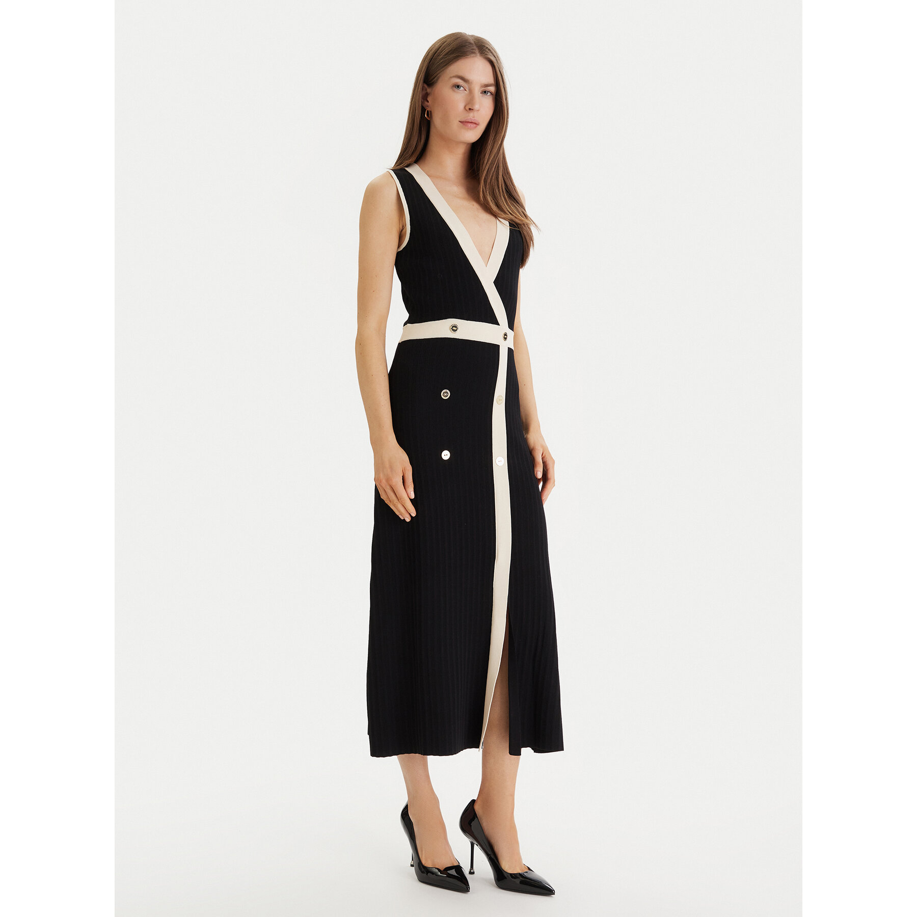 LOLA CASADEMUNT Strickkleid LS2616160 Schwarz Regular Fit