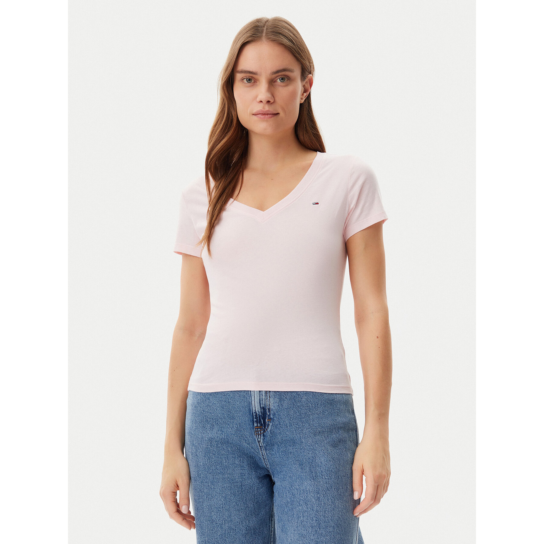 Tommy Jeans Póló DW0DW20458 Rózsaszín Slim Fit