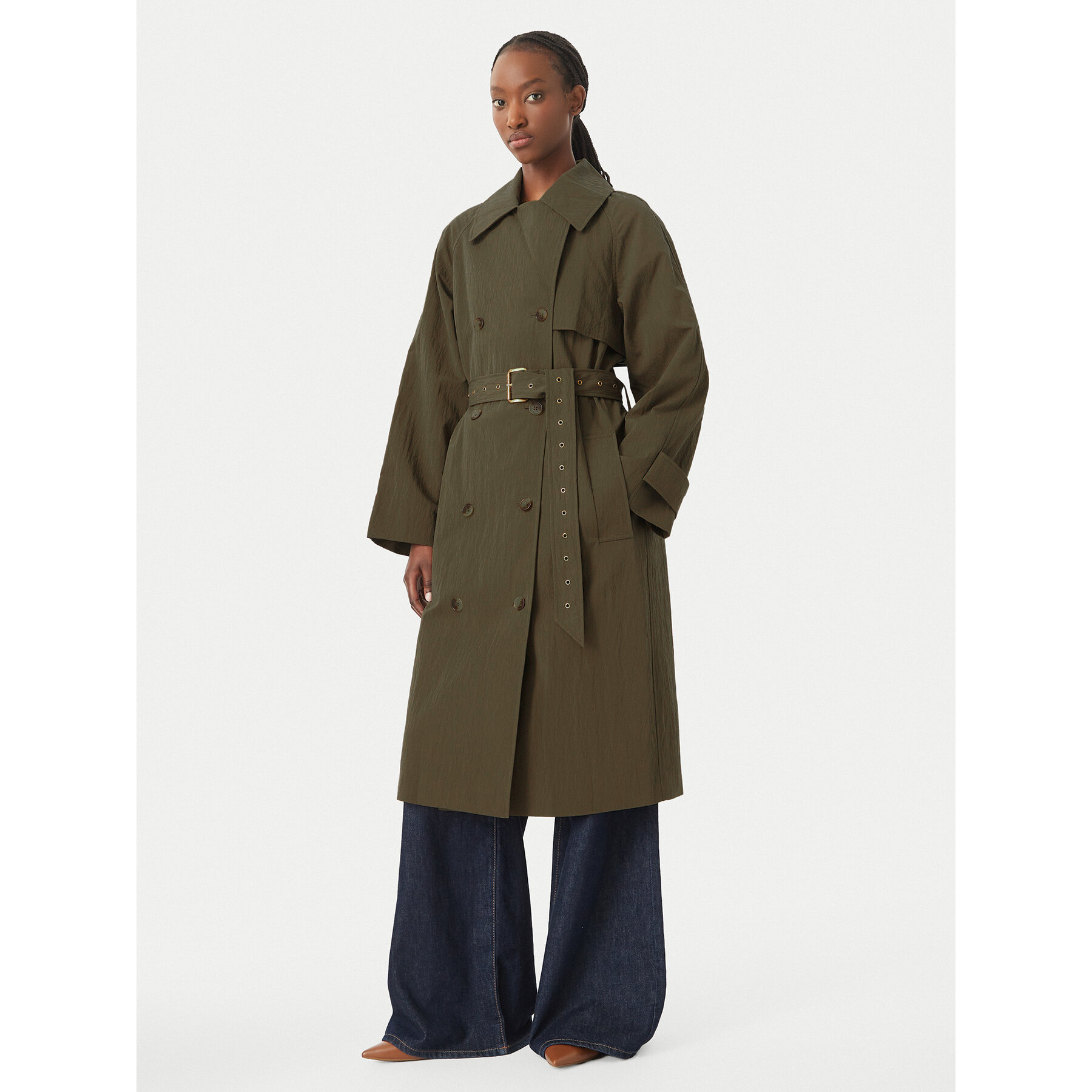 MICHAEL Michael Kors Tenchcoat MS620FLKMY Khakifarben Oversize