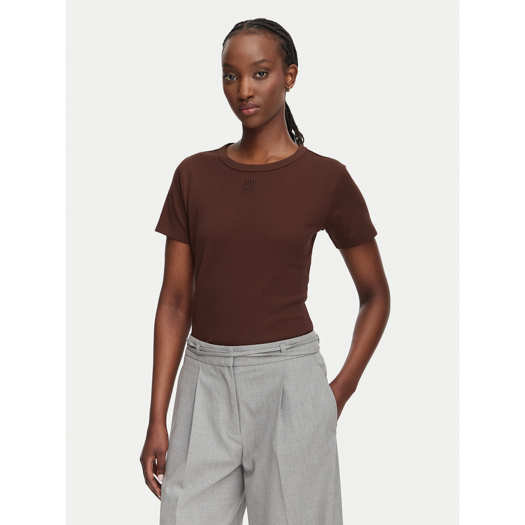 HUGO T-shirt Deloris 50512002 Smeđa Regular Fit