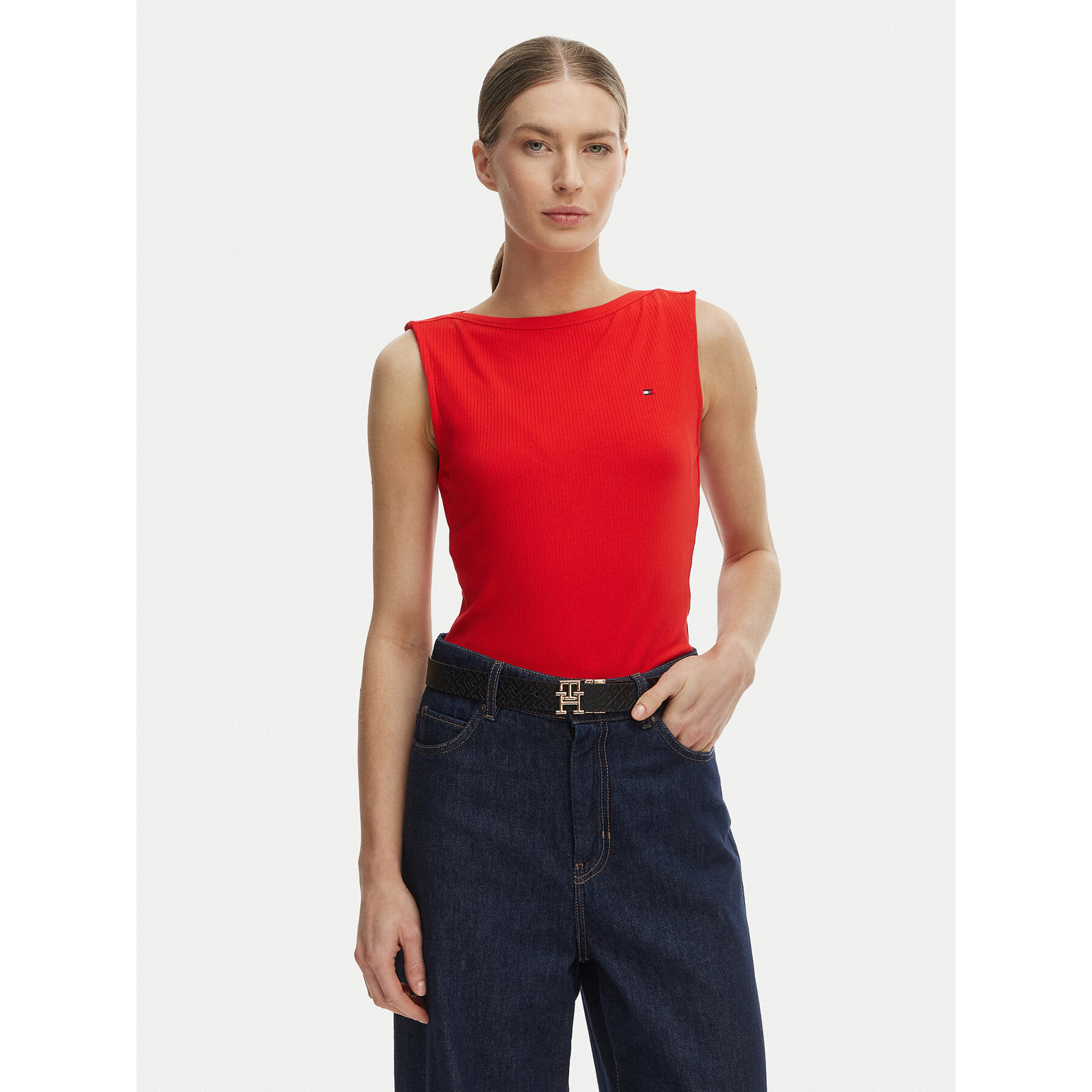 Tommy Hilfiger Top WW0WW47807 Orange Slim Fit