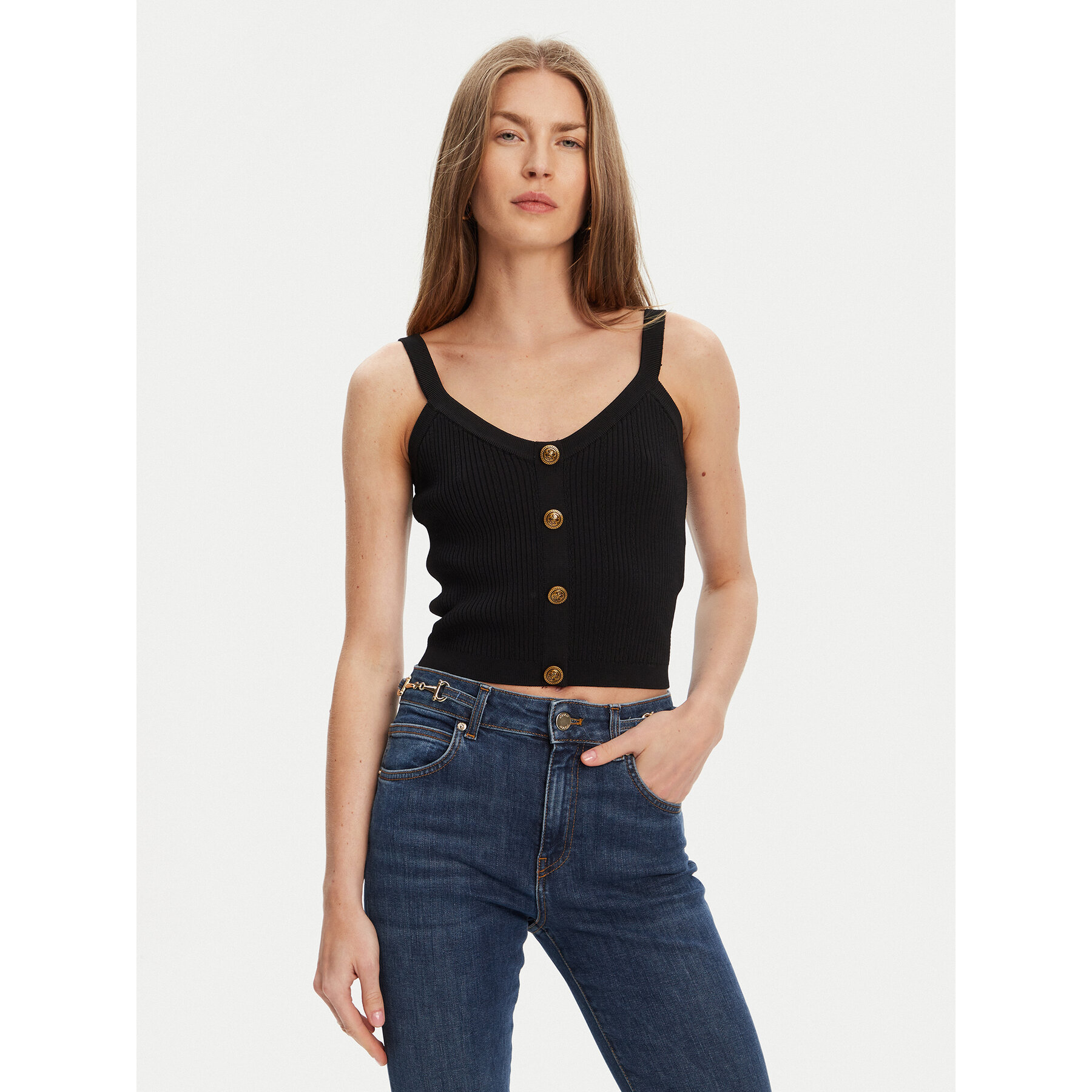 Guess Τοπ W5YR10 Z0130 Μαύρο Regular Fit